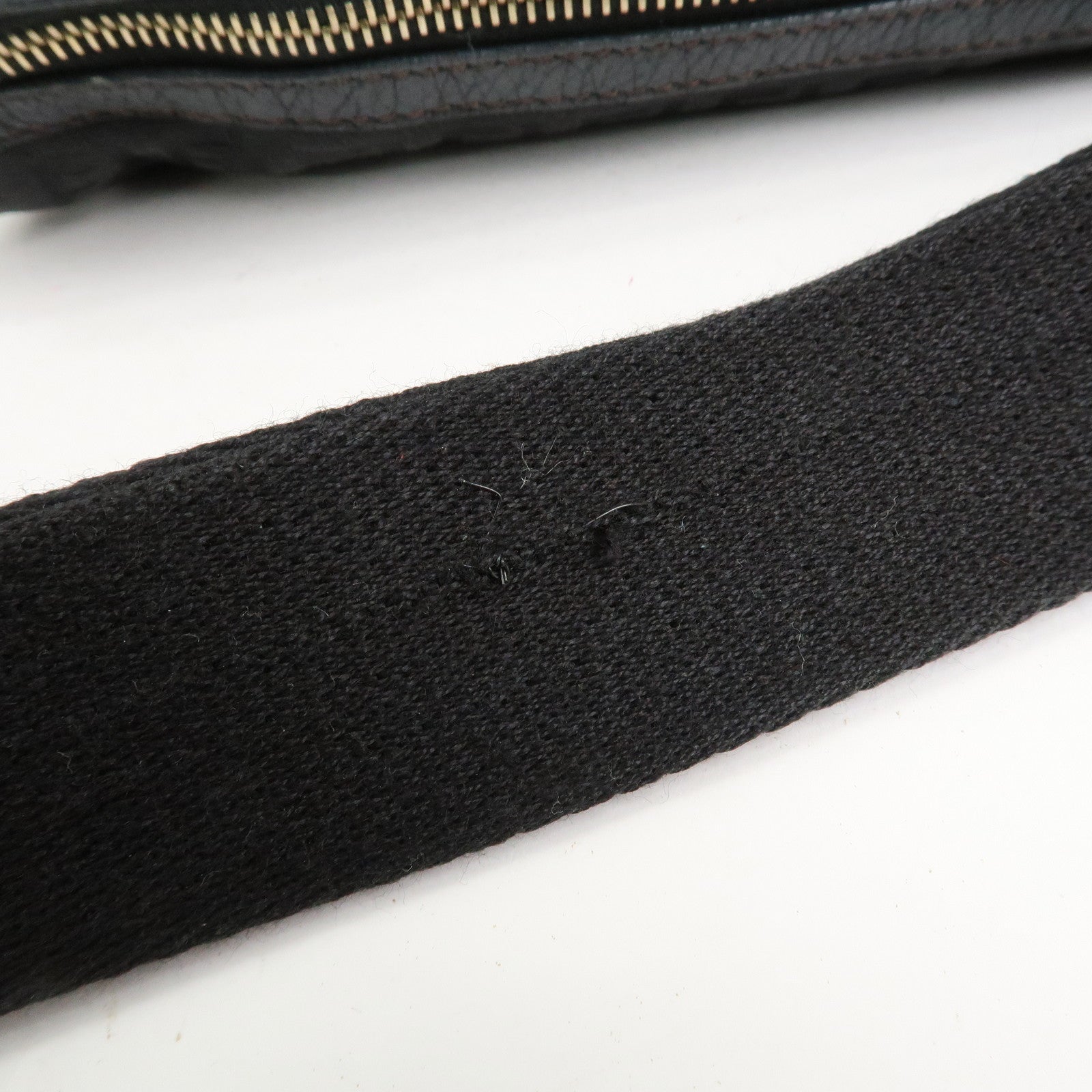 FENDI Zucchino Canvas Leather Shoulder Crossbody Bag Black 8BT090