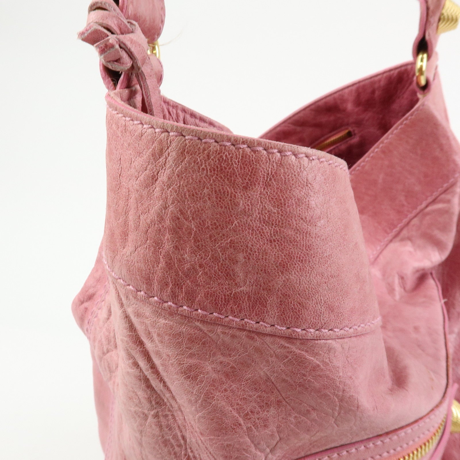 BALENCIAGA Giant 21 Bucket Bag Leather Shoulder Bag Pink 192913