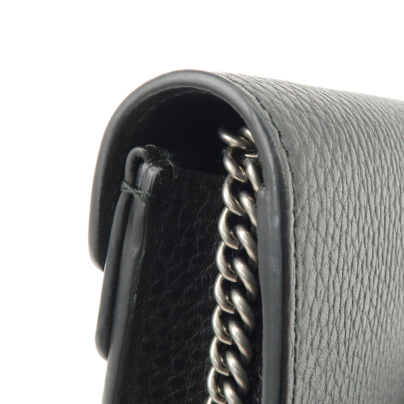 GUCCI Dionysus Super Mini Bag Leather Chain Shoulder Bag Black 476432 Used