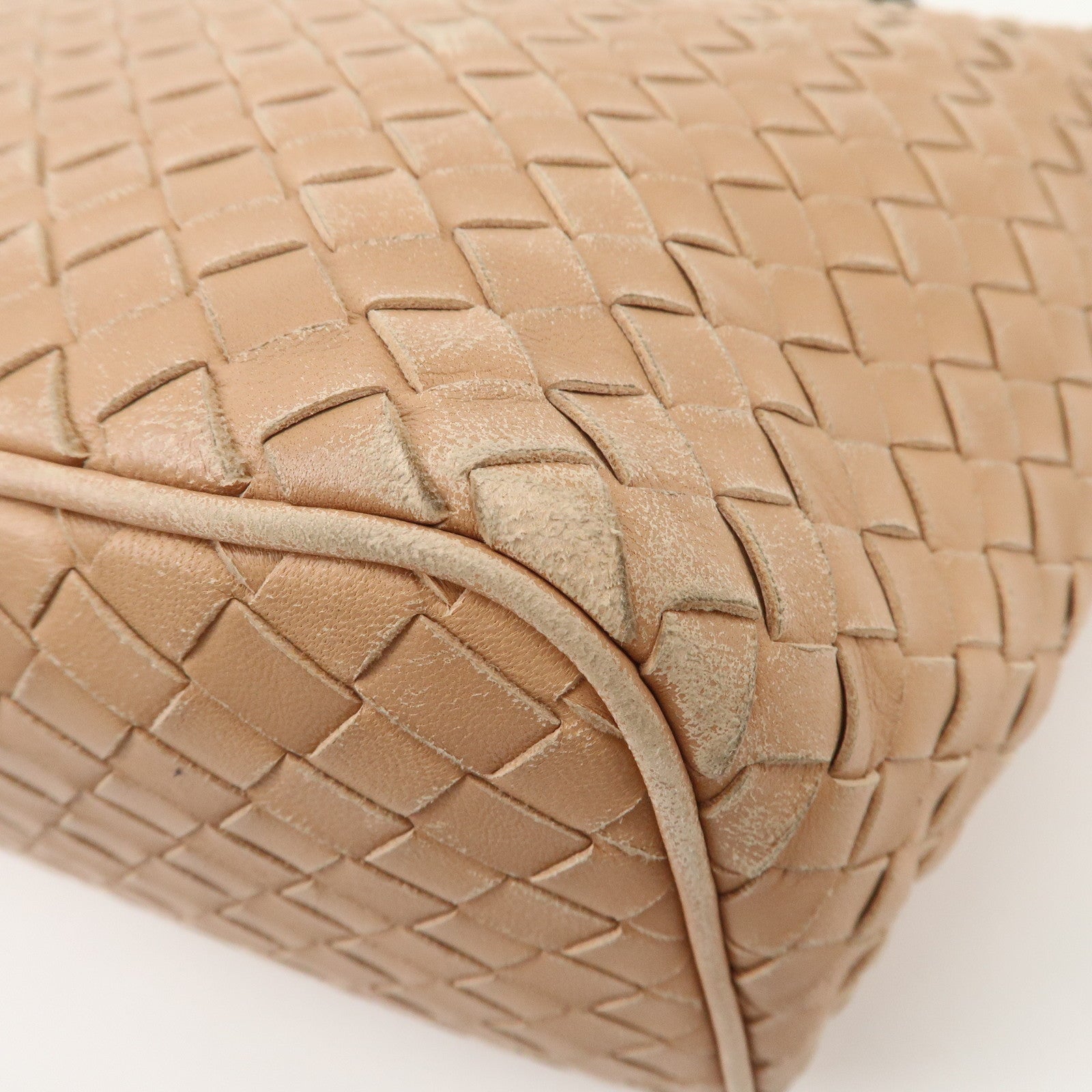 BOTTEGA VENETA Intrecciato Leather Shoulder Bag Hand Bag Pink Used