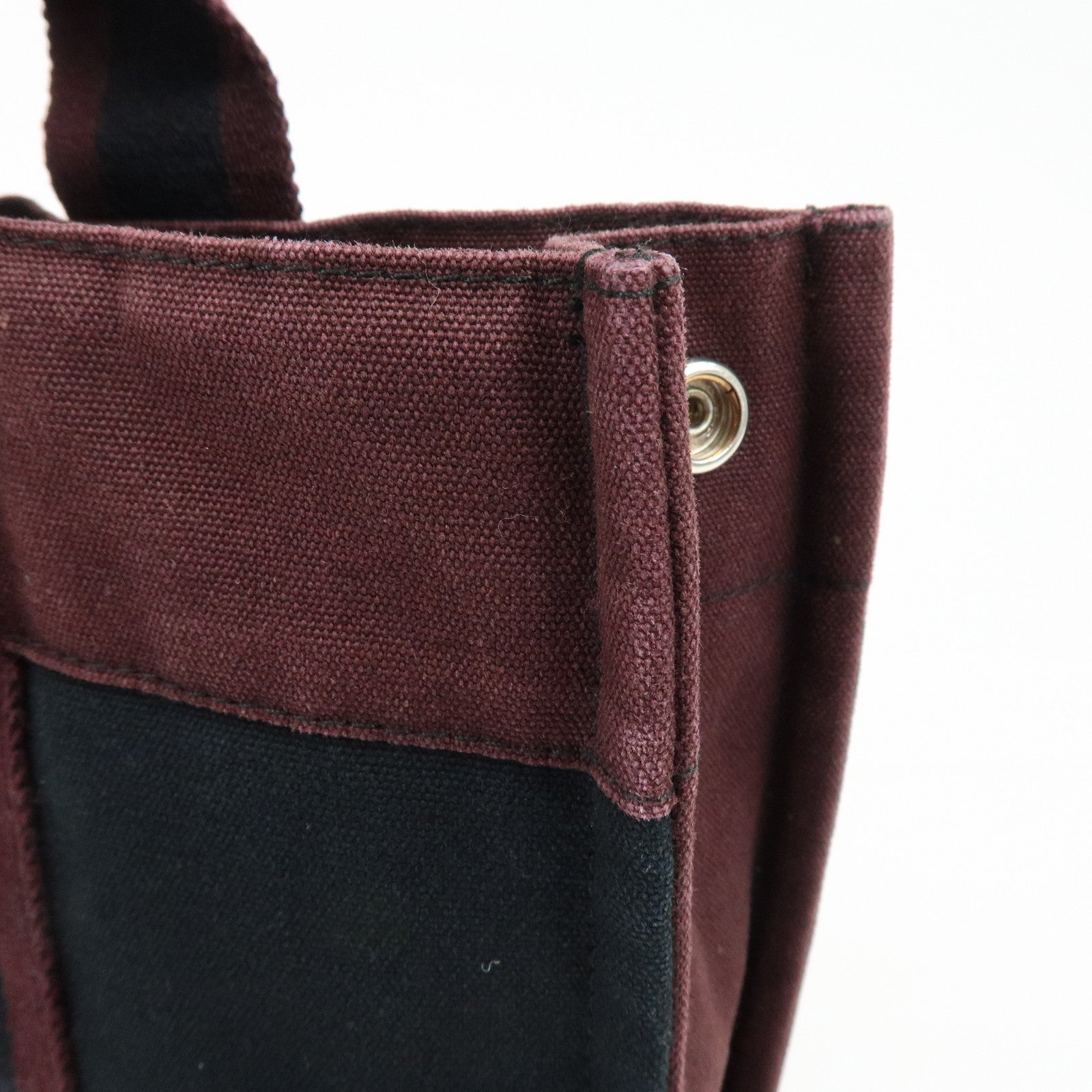 HERMES Fourre Tout PM Canvas Hand Bag Tote Bag Black Bordeaux