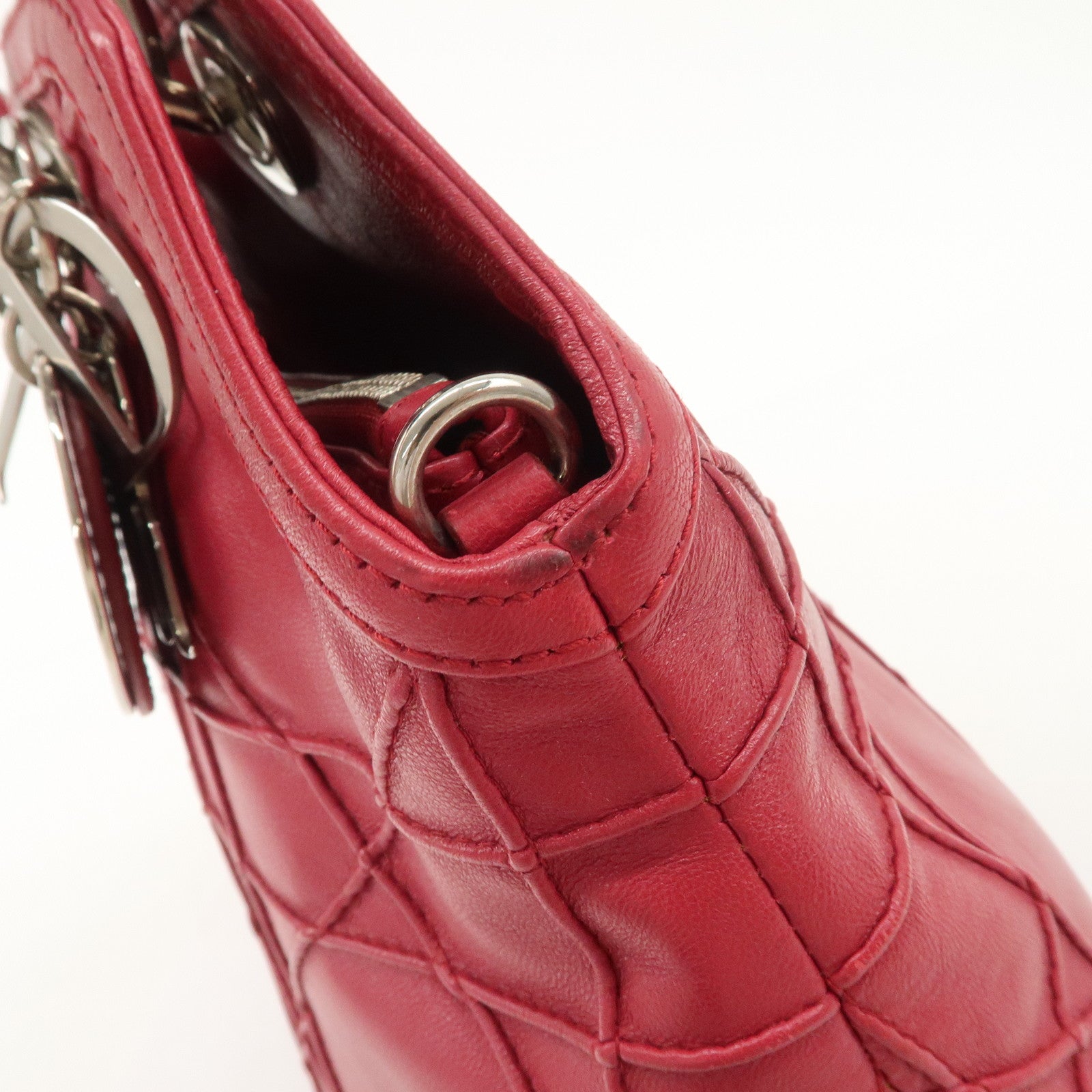 Christian Dior Leather 2Way Bag Hand Bag Shoulder Bag Pink Used