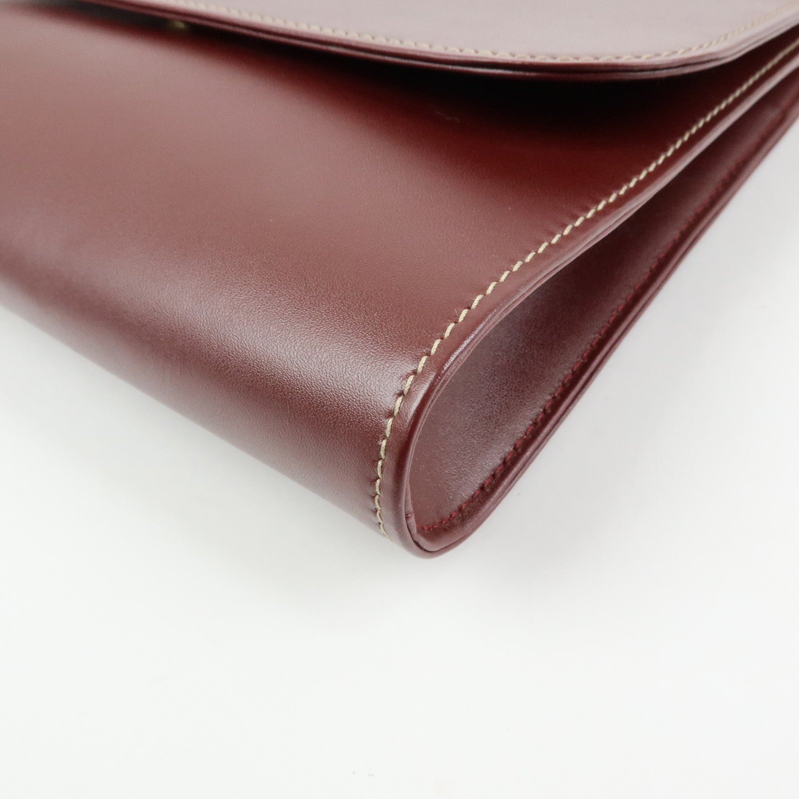 Cartier Must de Cartier Leather Clutch Bag Flat Pouch Bordeaux