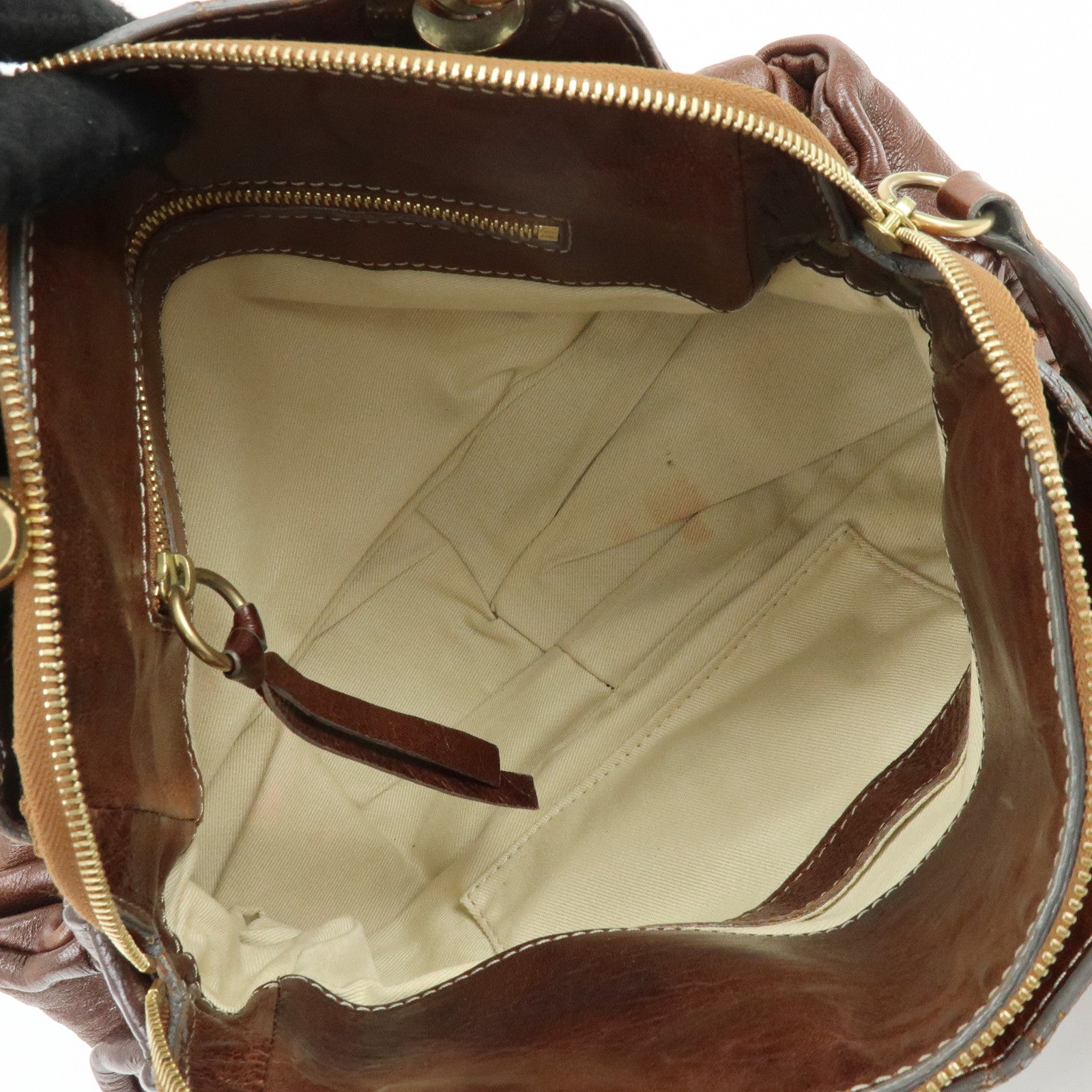 Chloe Eloise Leather Hand Bag Shoulder Bag Braided Handle Brown