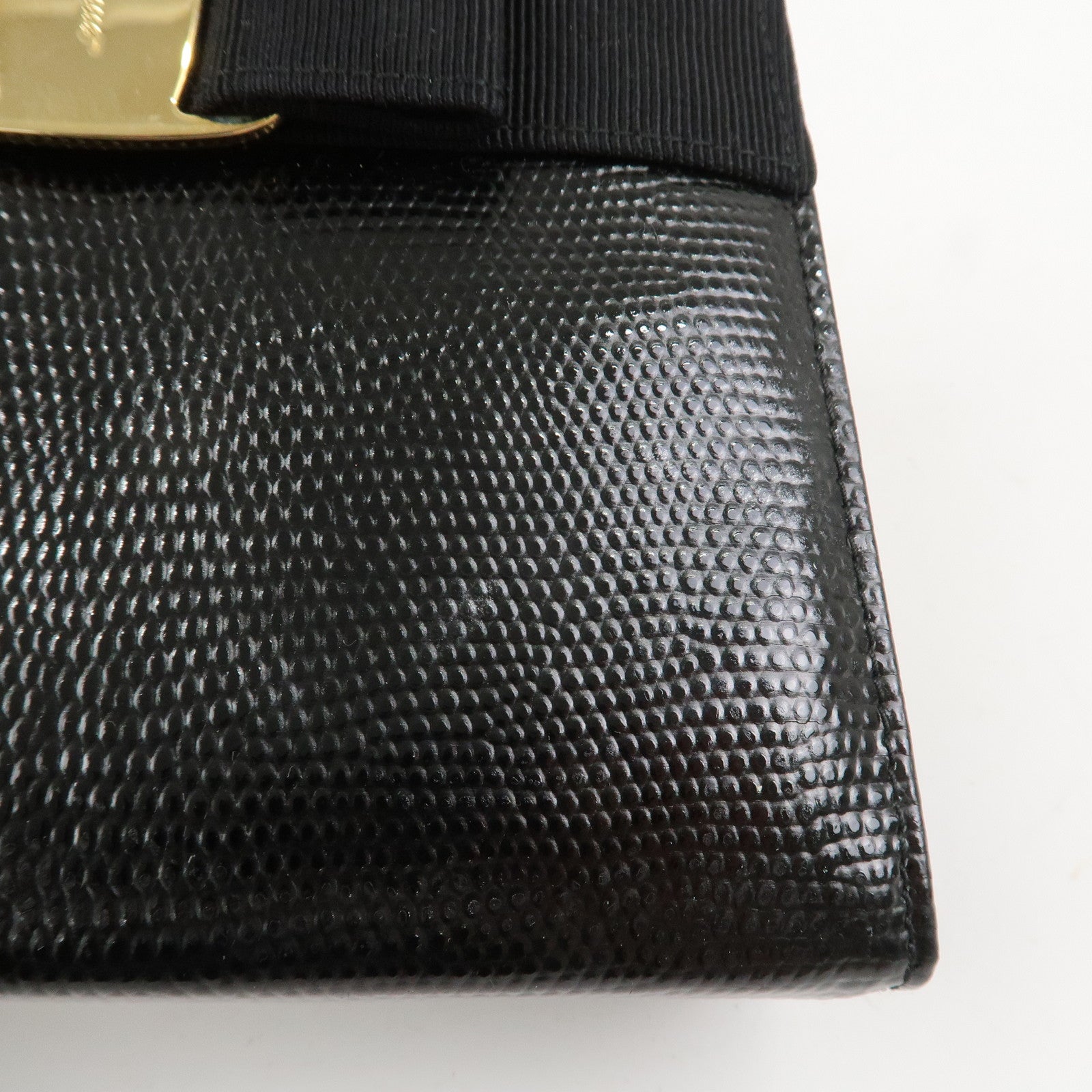 Ferragamo Vara Ribbon Embossed Leather Chain Shoulder Bag Black