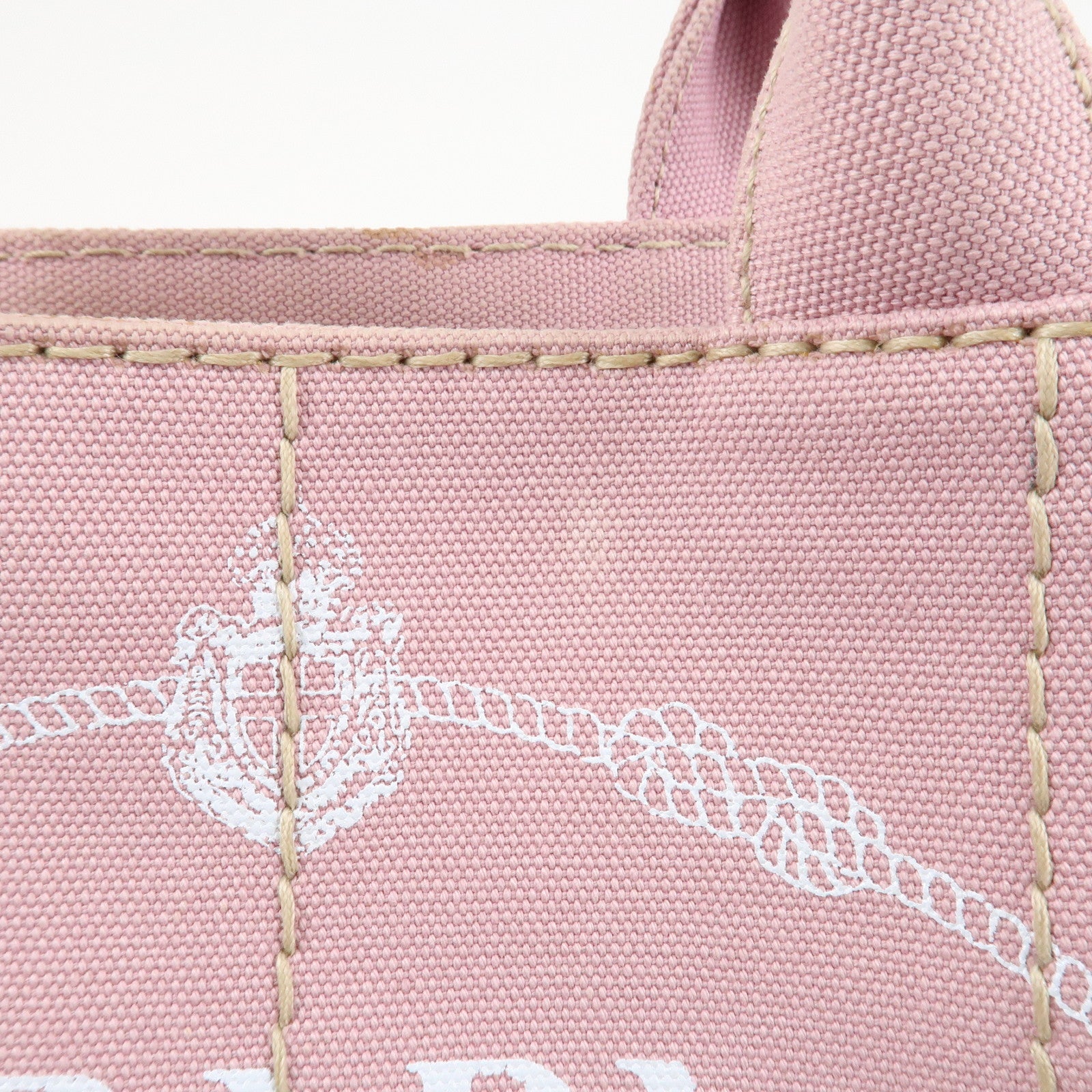 PRADA Canapa Mini Denim Hand Bag Tote Bag Pink 1BG439 Used