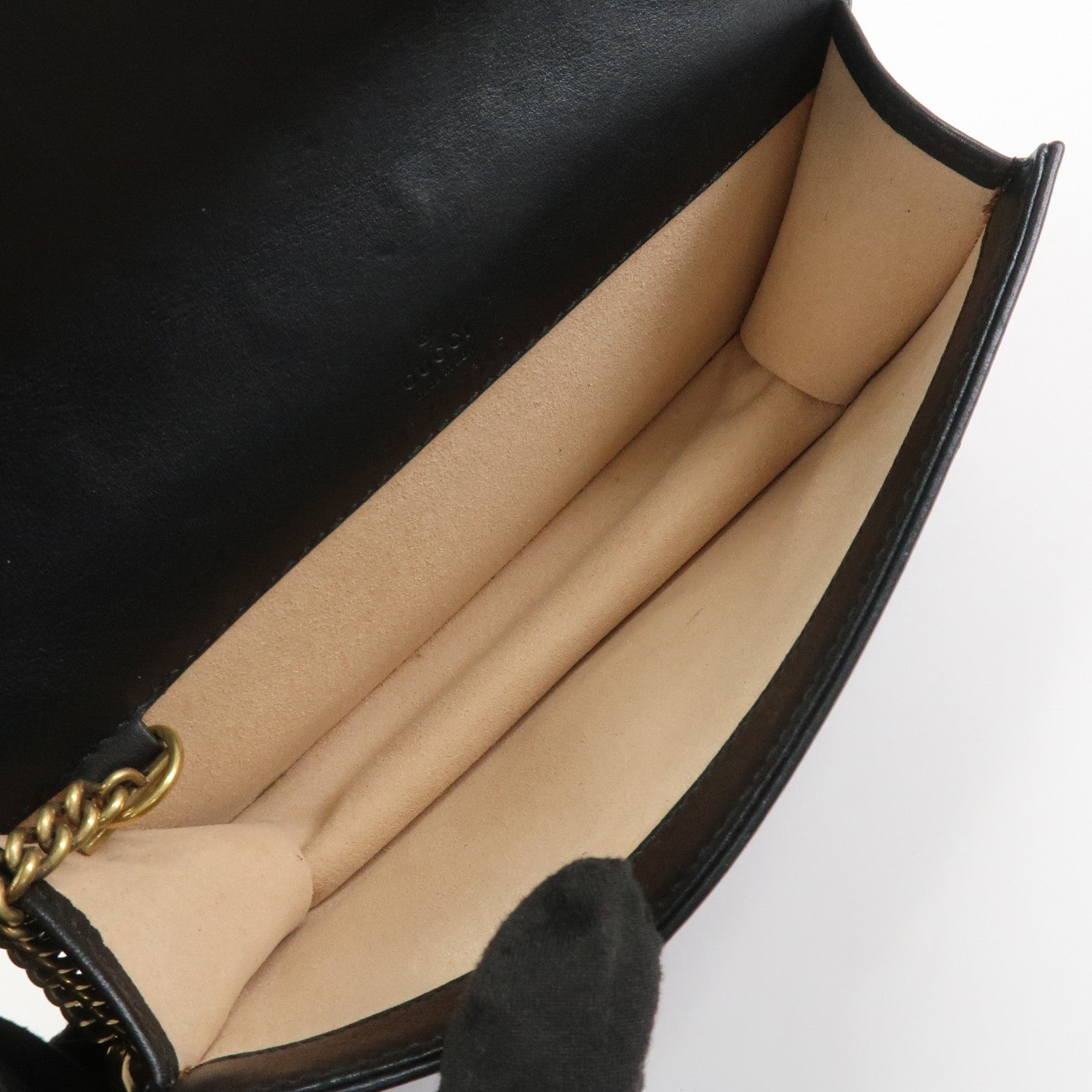 GUCCI GG Marmont Leather Chain Shoulder Bag Black Gold 488426