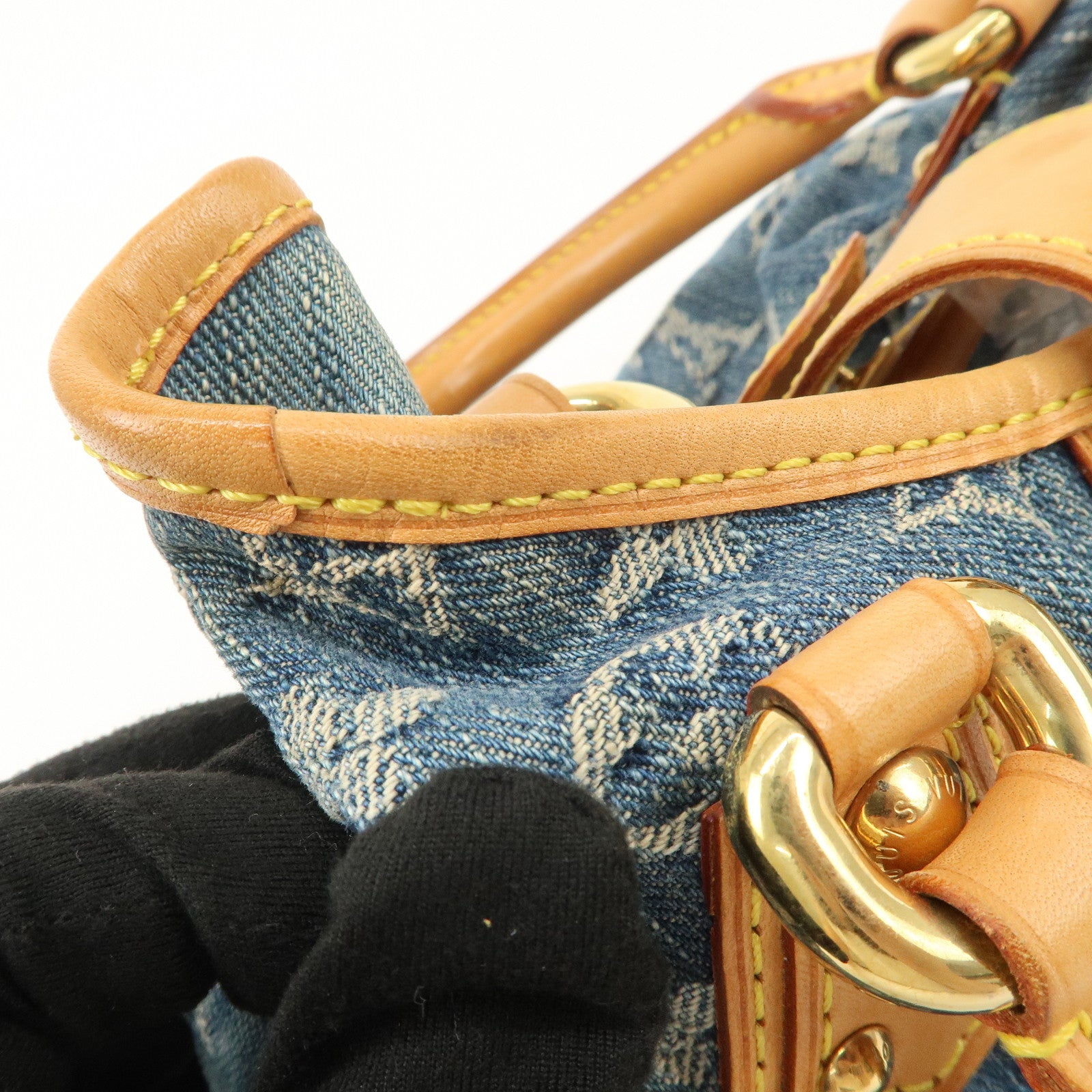 Louis Vuitton Monogram Denim Pleaty Hand Bag Blue M95020