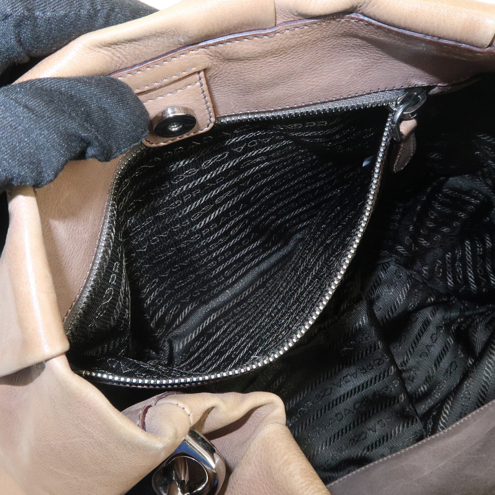 PRADA Leather Gradation Shoulder Bag Brown BR4070