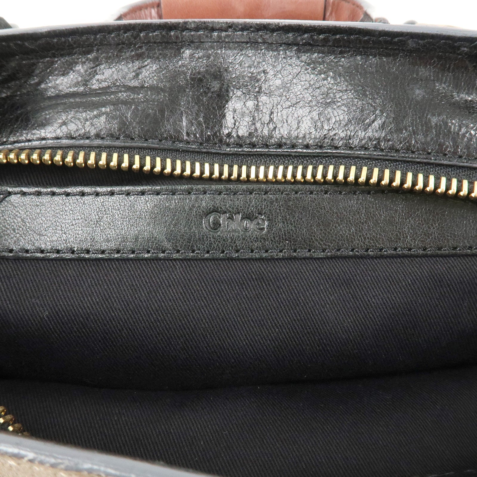 Chloe Logo Leather ETHEL 2Way Bag Hand Bag Shoulder Bag Leopard