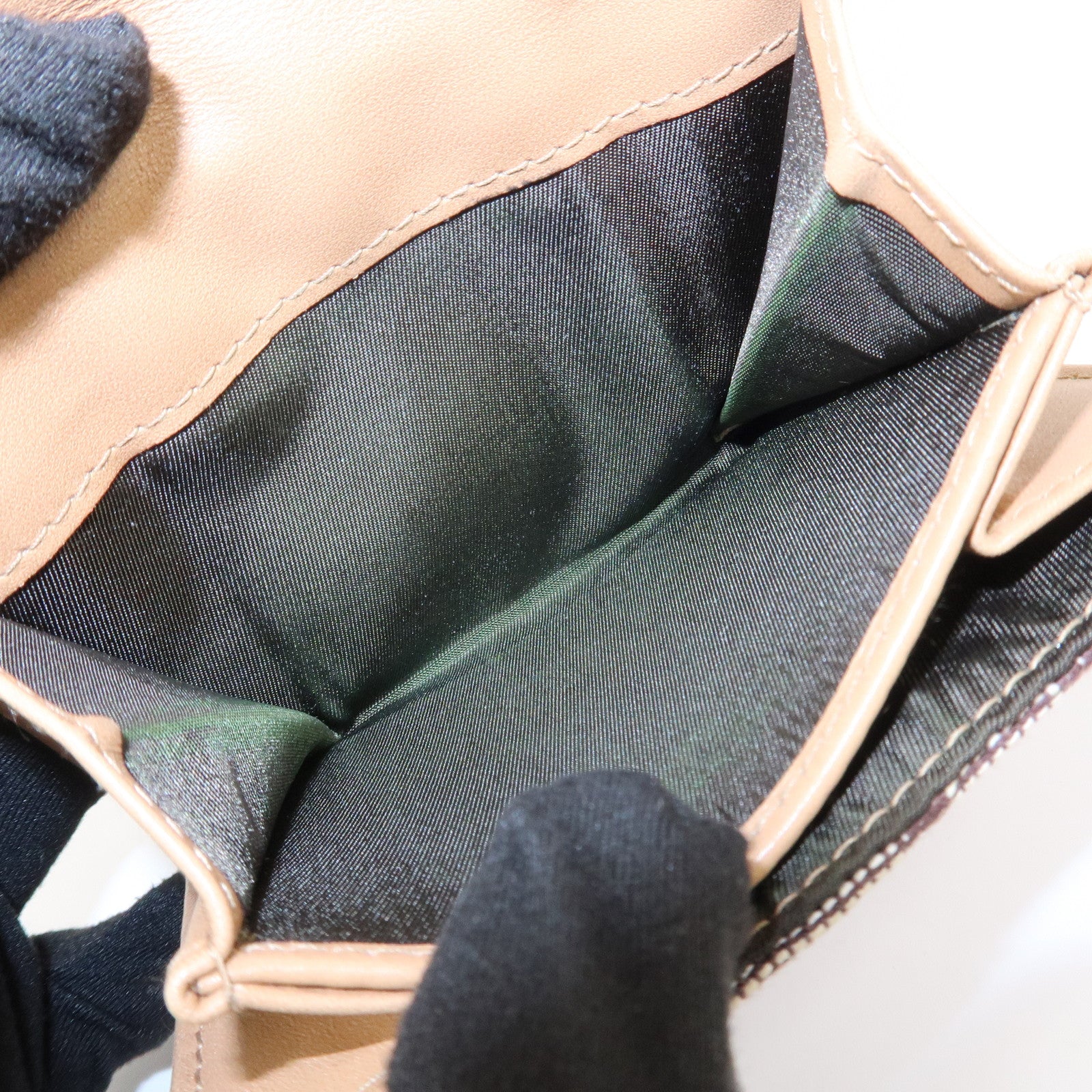 Christian Dior Trotter Canvas Leather Bi-fold Compact Wallet Brown