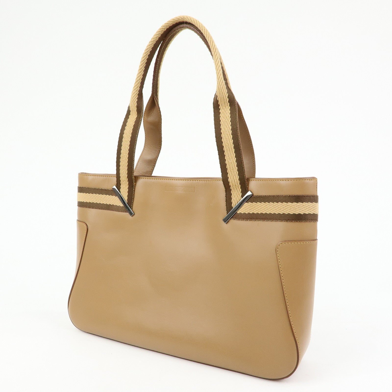 GUCCI Sherry Leather Tote Bag Shoulder Bag Beige 002.1135
