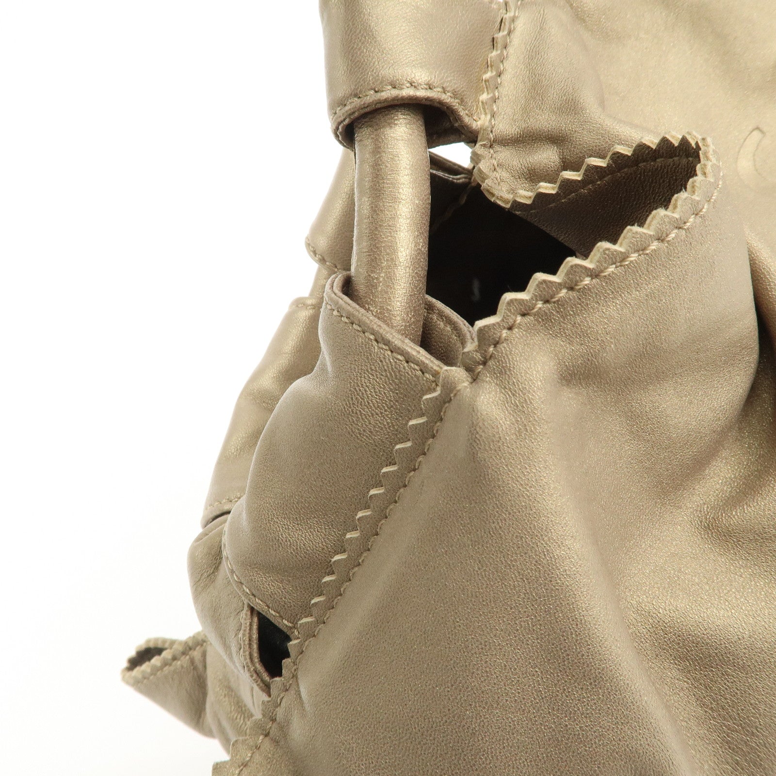 LOEWE Anagram Leather Nappa Aire Hand Bag Tote Bag Gold Used