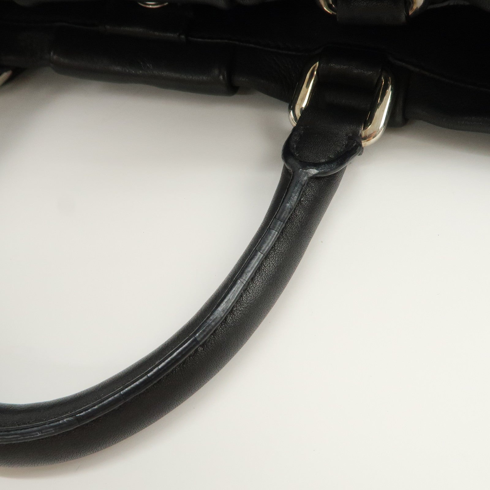 PRADA Soft Calf Leather 2Way Shoulder Bag Hand Bag Black BN1200