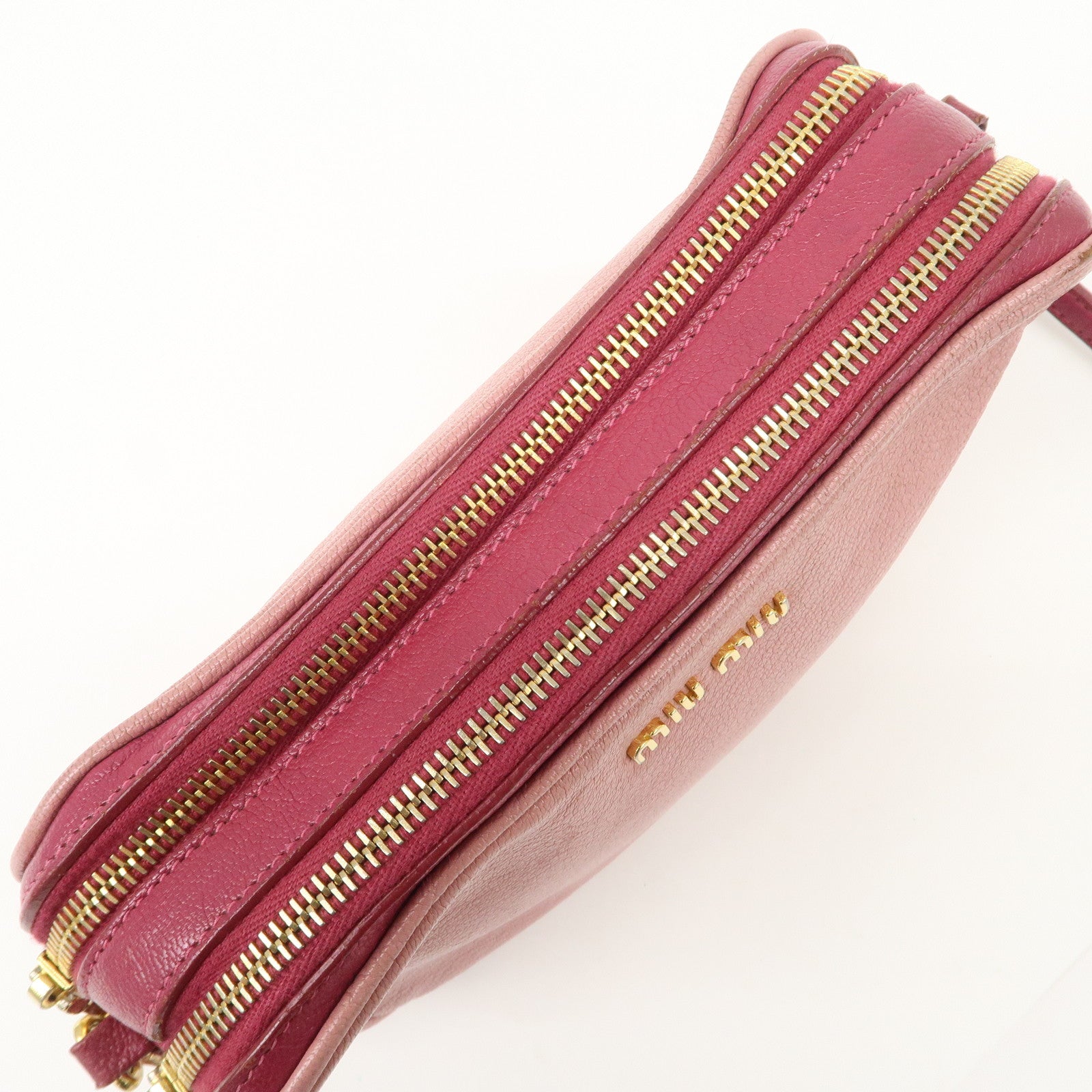 MIU MIU MADRAS BICOLORE Leather Shoulder Bag Crossbody Bag Pink Used
