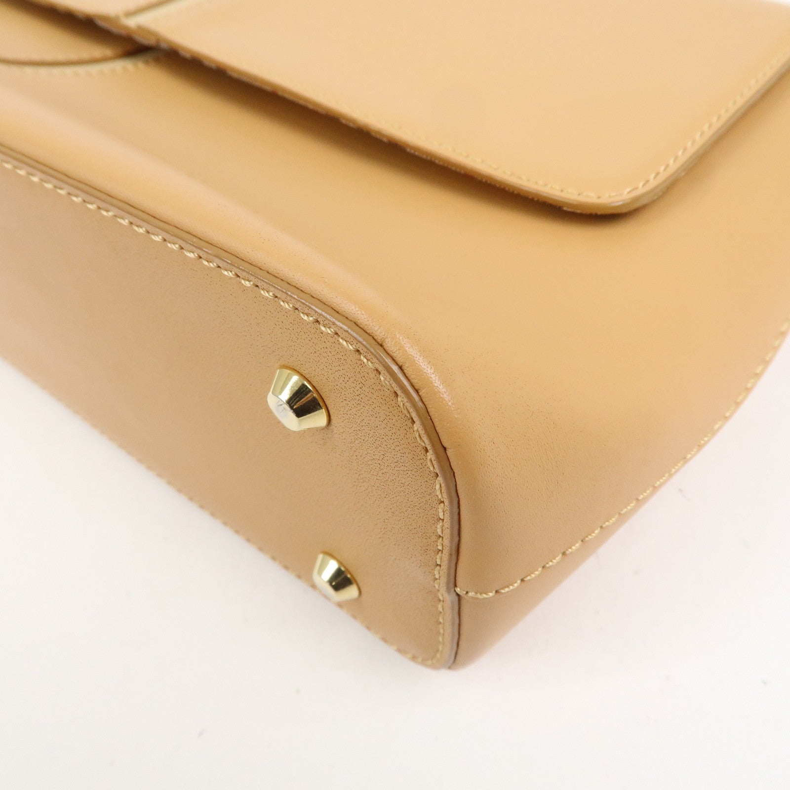 BURBERRY Leather Shoulder Bag Hand Bag Beige Gold HDW