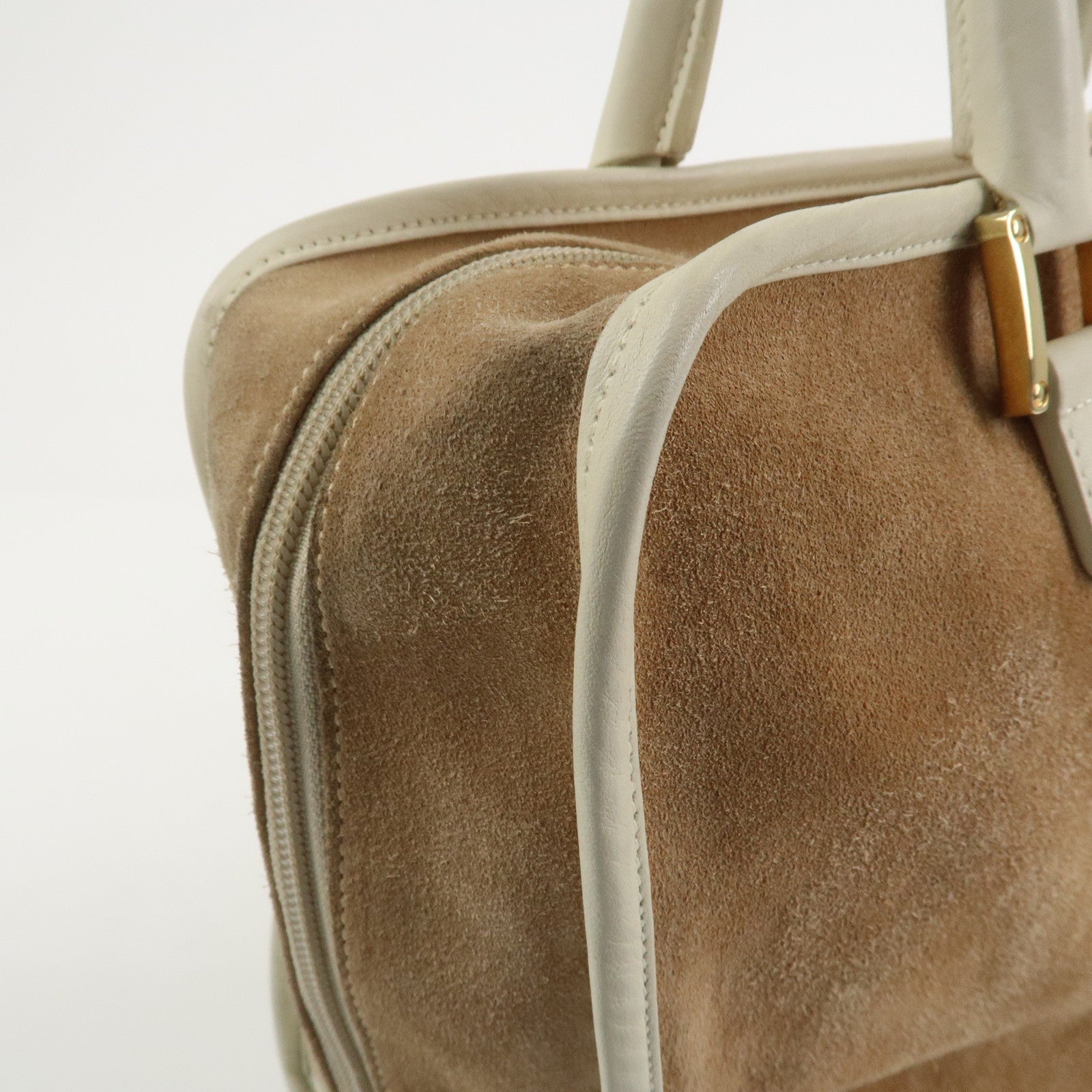 LOEWE Anagram Leather Amazona 35 Hand Bag Tote Bag Beige Ivory