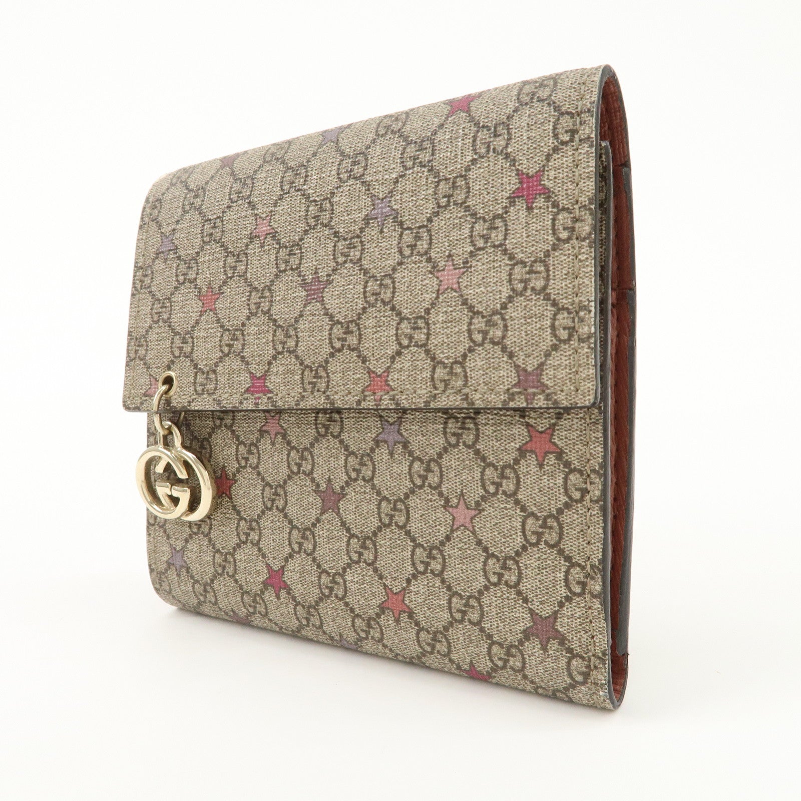 GUCCI Interlocking G GG Supreme Star Tri-Fold Compact Wallet 212106 Used