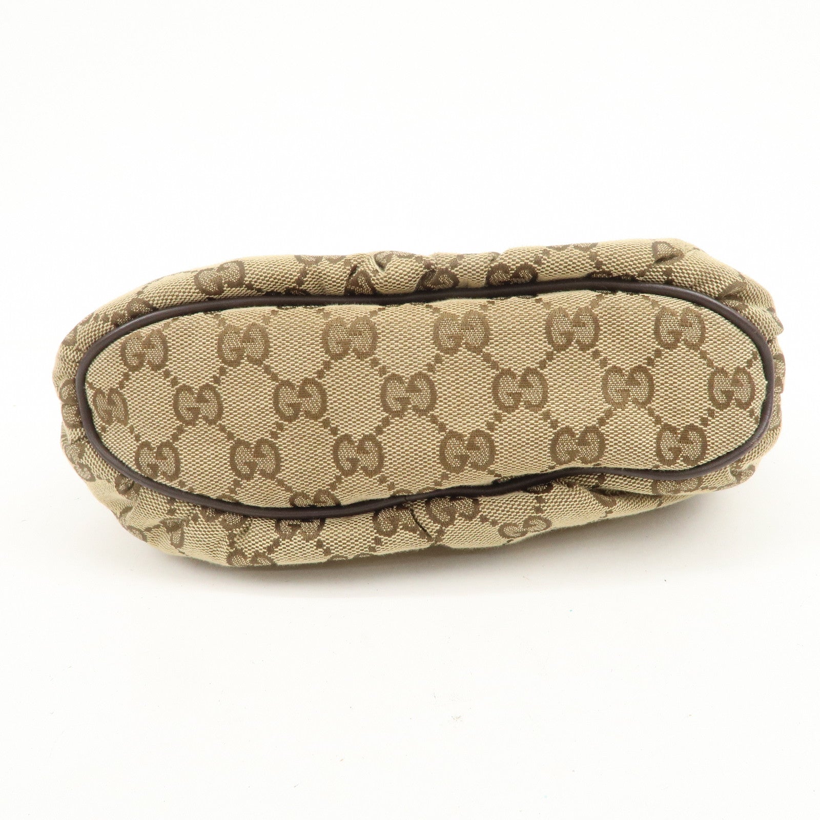 GUCCI Sherry Leather Accessory Poach Hand Bag Brown 224093