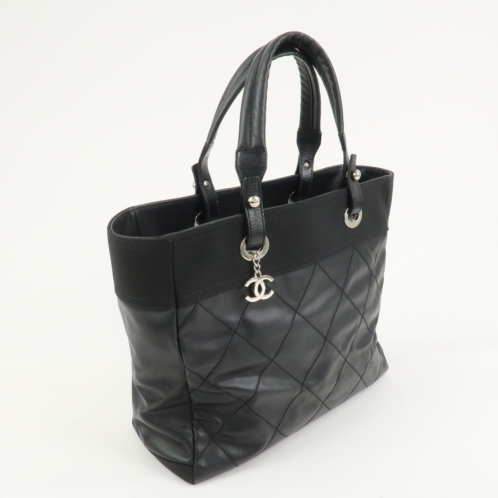 CHANEL Paris Biarritz Tote Bag Hand Bag MM Black A34209