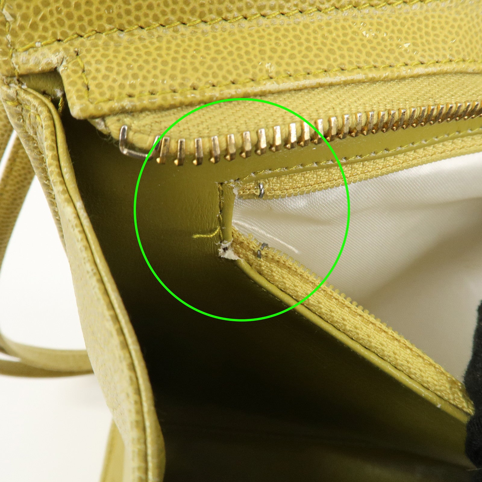 CHANEL COCO Mark Caviaskin Leather Tote Bag Hand Bag Yellow