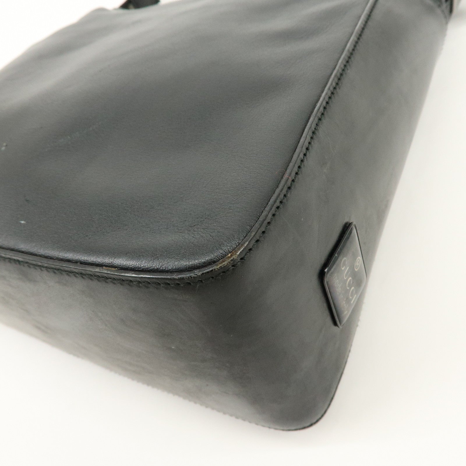 GUCCI Logo Leather Shoulder Bag Hand Bag Black 001.3766