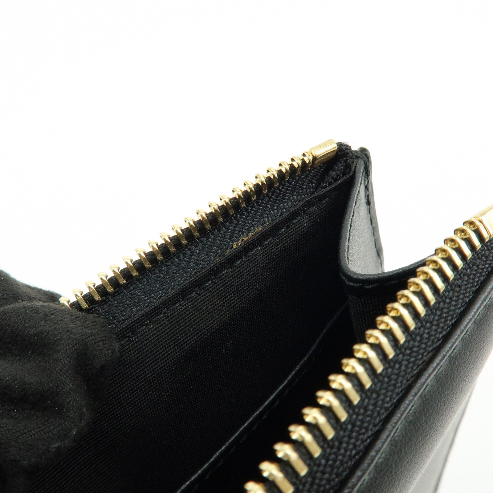 Ferragamo Gancini Leather Clutch Bag Pouch Cosmetic Bag Black