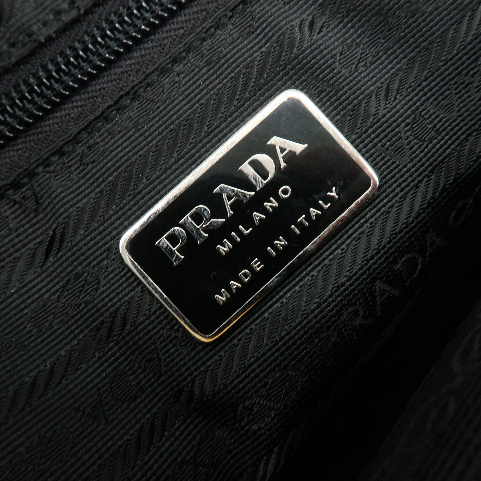 PRADA Triangle Logo Nylon Leather Hand Bag Boston Bag Khaki