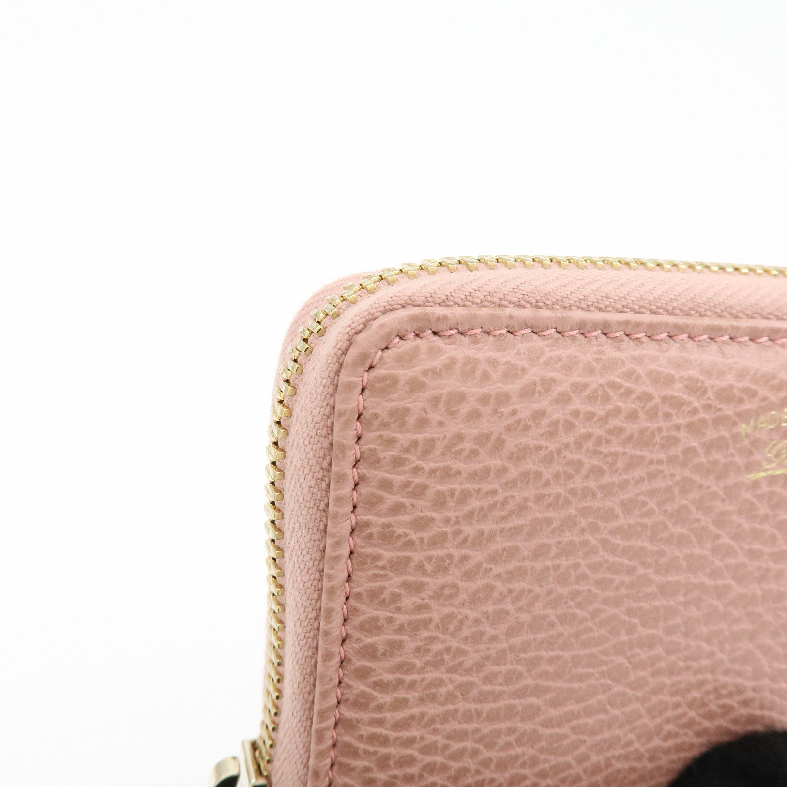 GUCCI Swing Leather Coin Case Compact Wallet Pink 368877