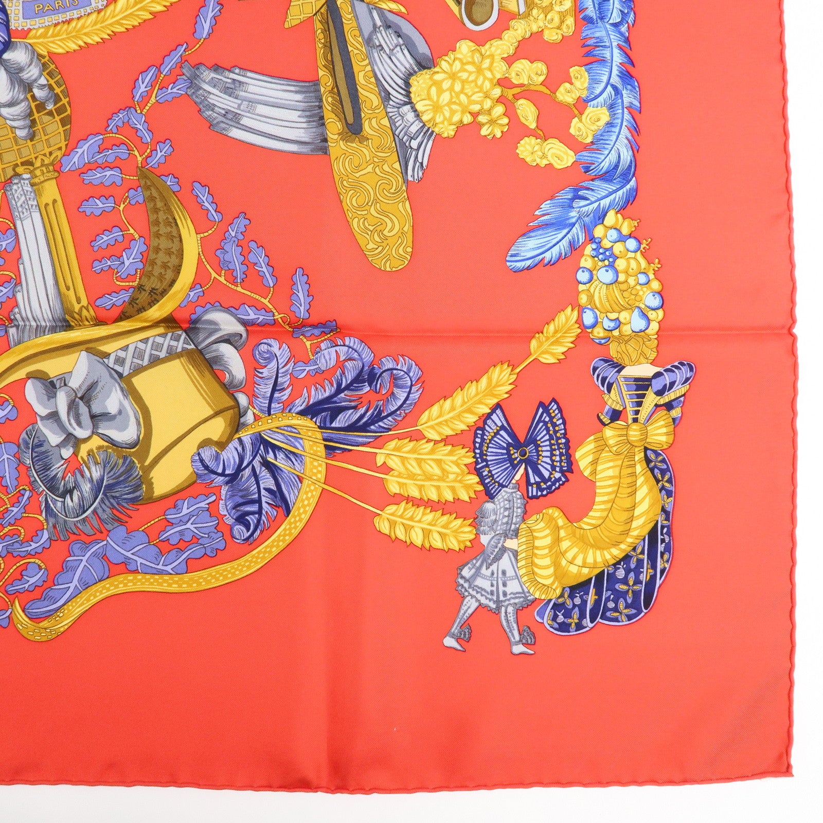 HERMES Carre 90 Silk 100% Scarf Chapeau Red Yellow