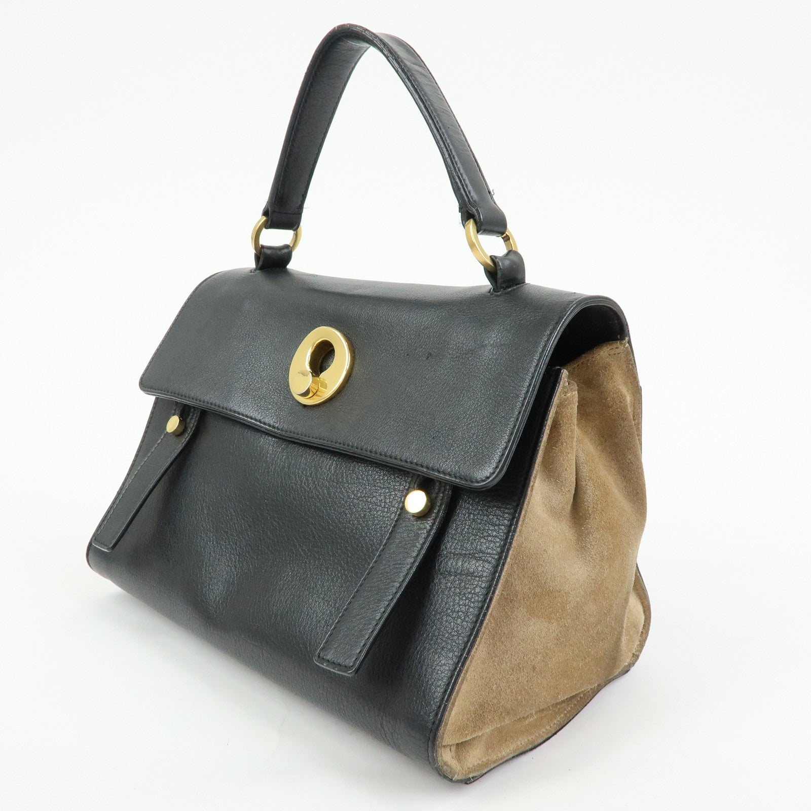 SAINT LAURENT PARIS Muse Two Canvas Leather 2Way Bag Black 313499