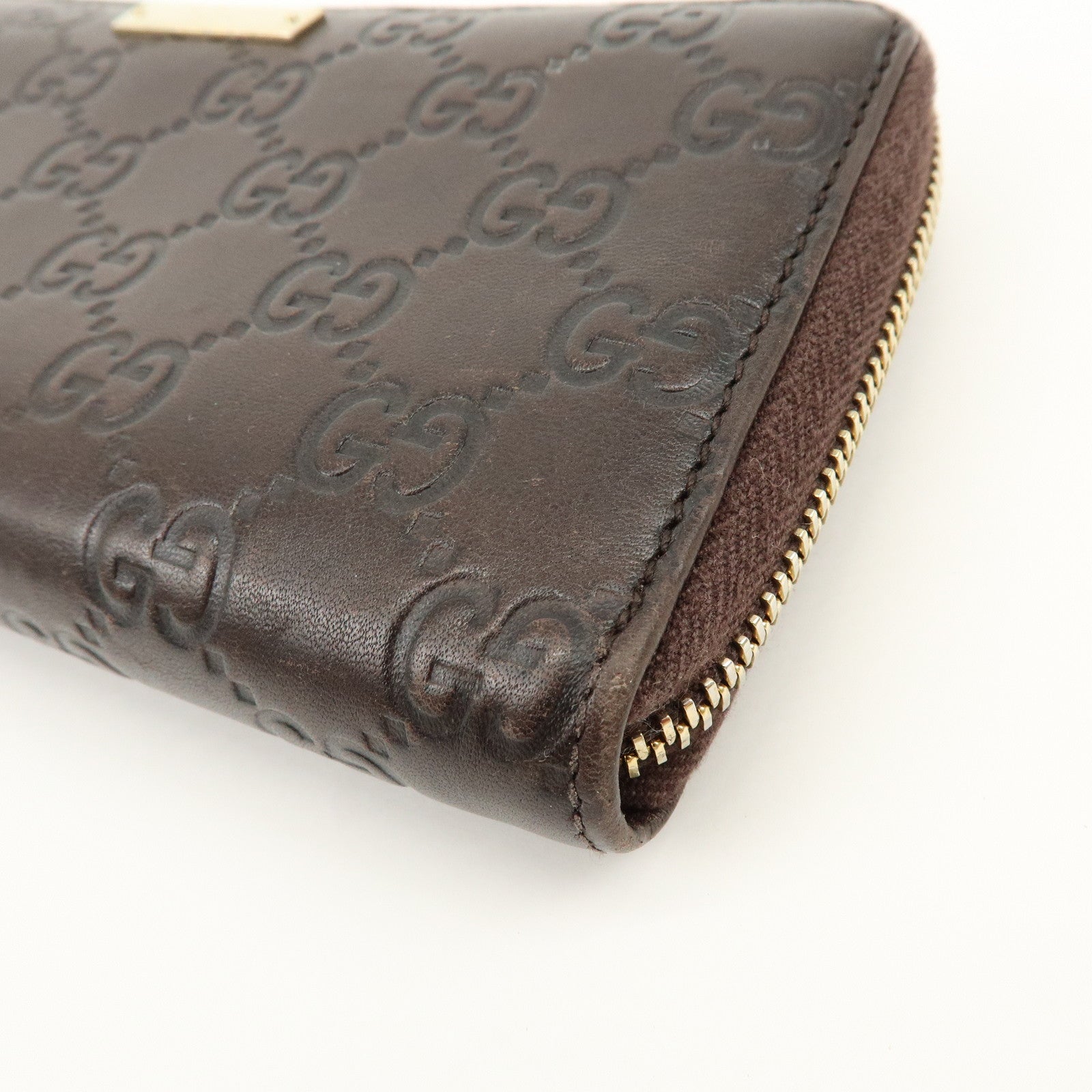 GUCCI Guccissima Leather Round Zippy Long Wallet Dark Brown 112724