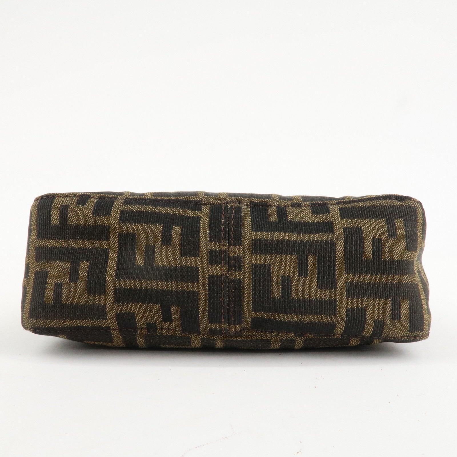 FENDI Zucca Canvas Leather Mini Hand Bag Dark Brown Black 8BR155 Used