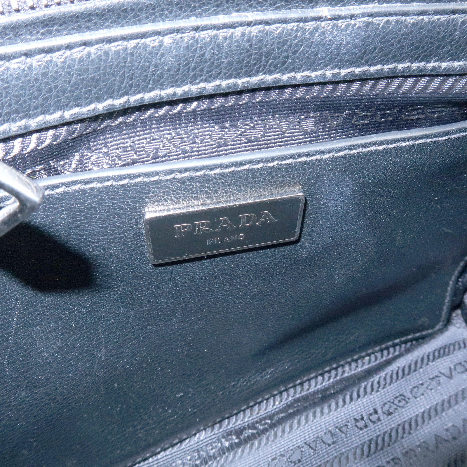 PRADA Triangle Logo Pony Leather 2Way Bag Hand Bag Shoulder Bag