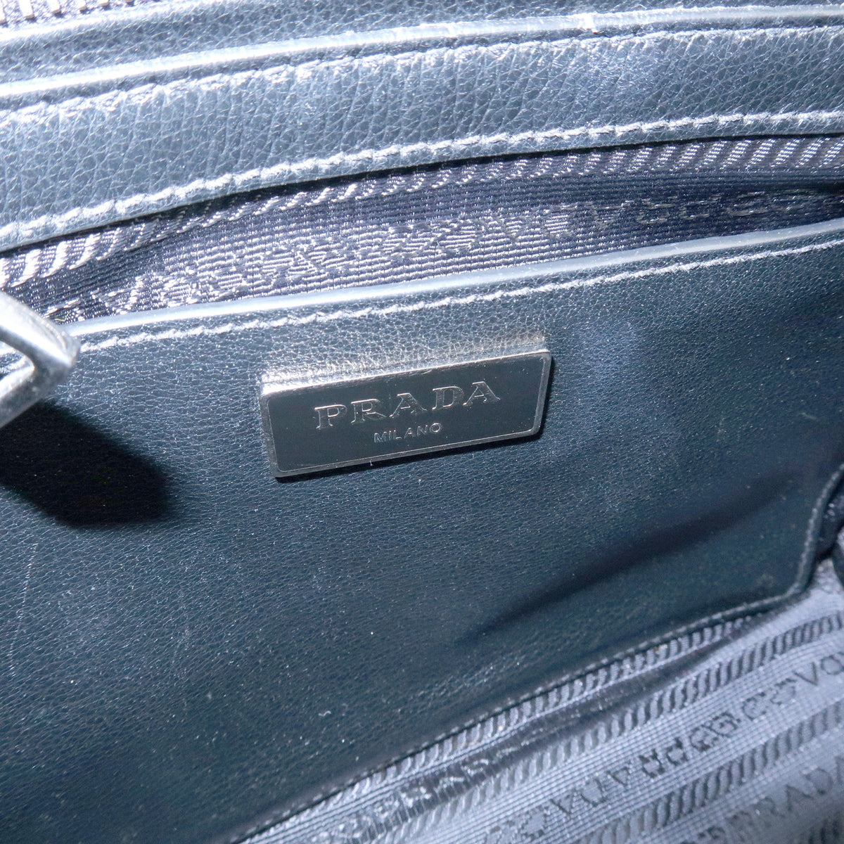 PRADA Triangle Logo Pony Leather 2Way Bag Hand Bag Shoulder Bag