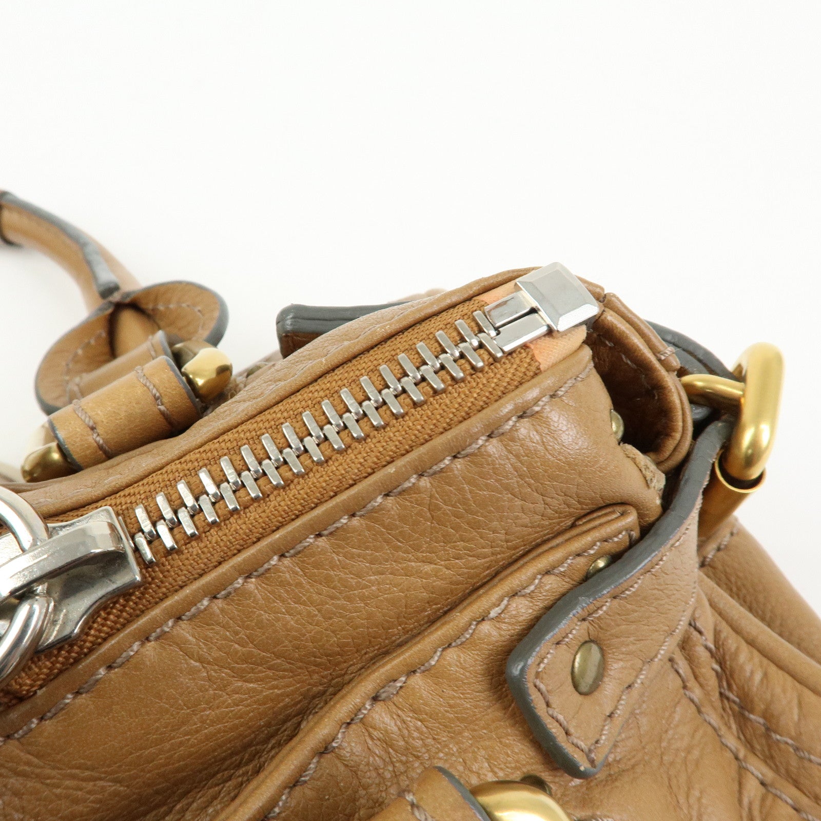 Chloe Paddington Leather Mini Hand Bag Boston Bag Brown