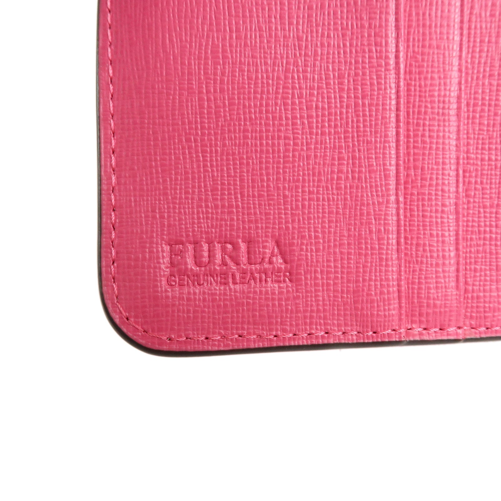 Furla Babilon Logo Leather Bi-fold Wallet Compact Wallet Pink Used