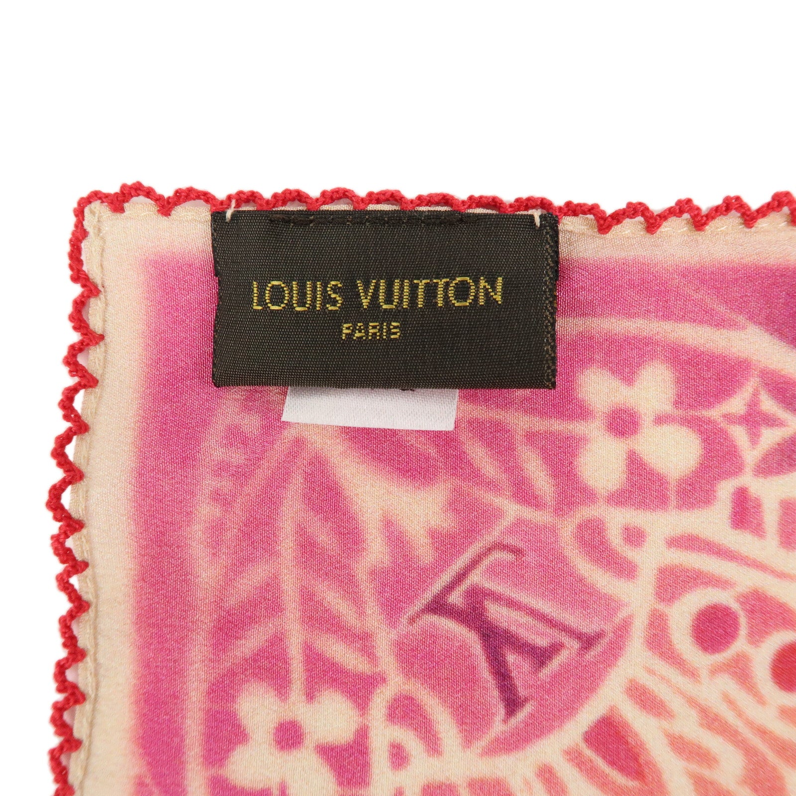 Louis Vuitton Silk 100% Scarf Paisley Design Red Pink M71175