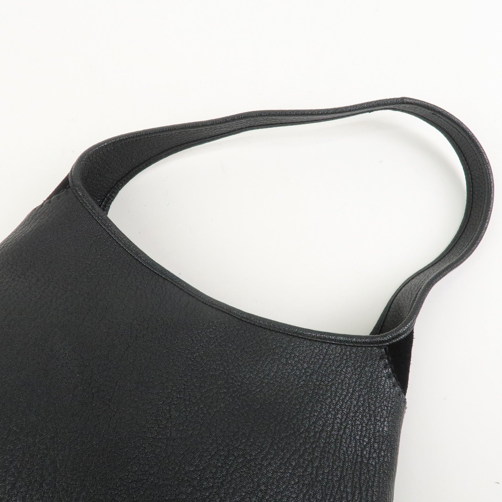 Ferragamo Leather Suede Shoulder Bag Hand Bag Black