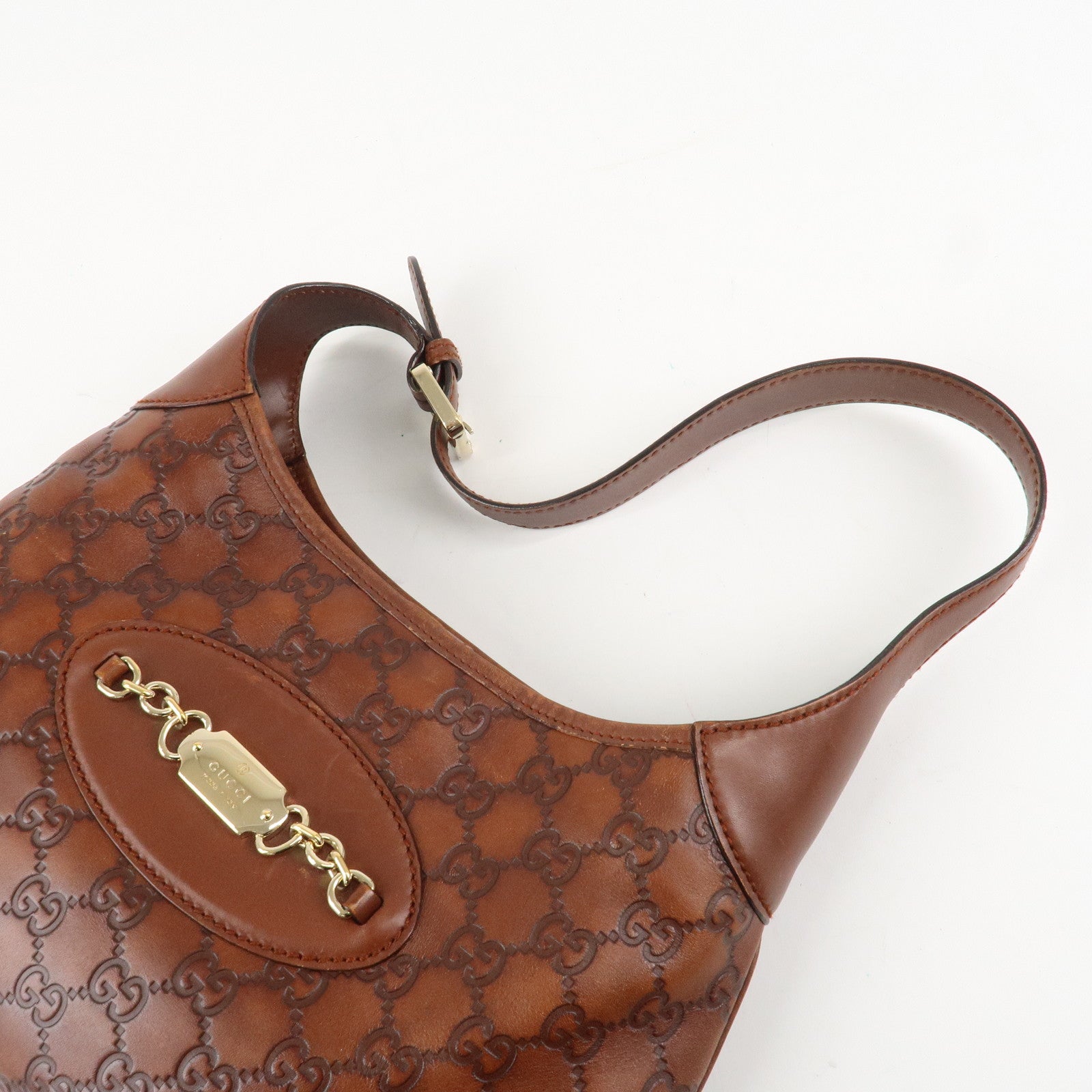 GUCCI Guccissima Leather Shoulder Bag Hand Bag Brown 145778 Used