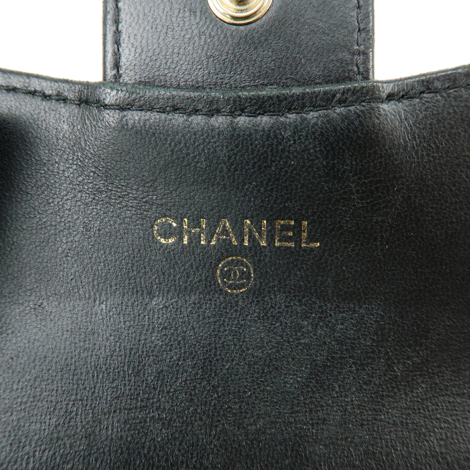 CHANEL COCO Mark Lambskin Matelasse Compact Wallet Black