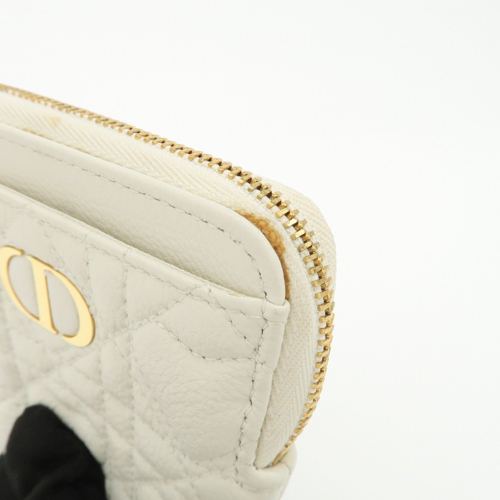 Christian Dior Cannage Caro Leather Heart Coin Case White