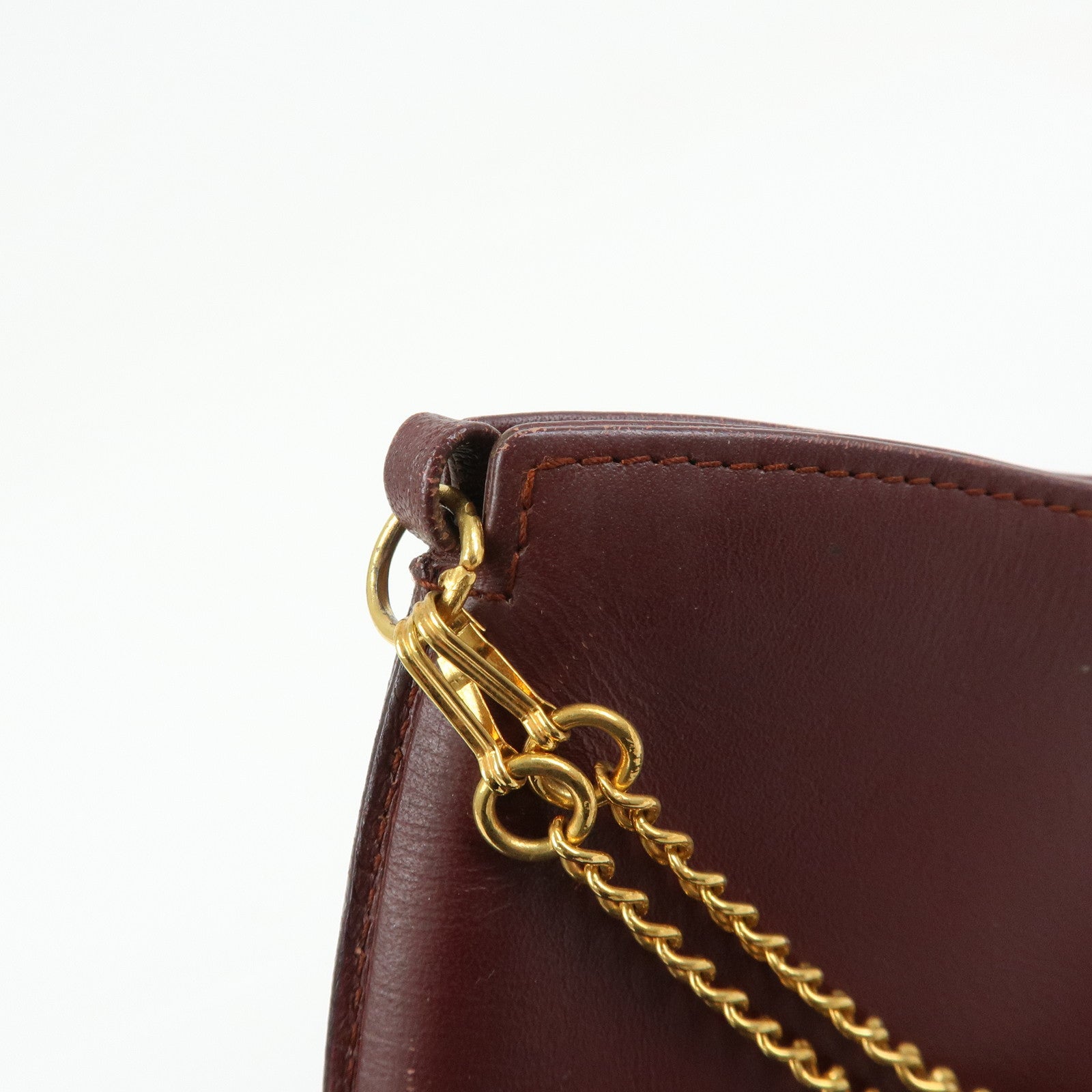 Cartier Must de Cartier Leather Chain Strap Pouch Bordeaux