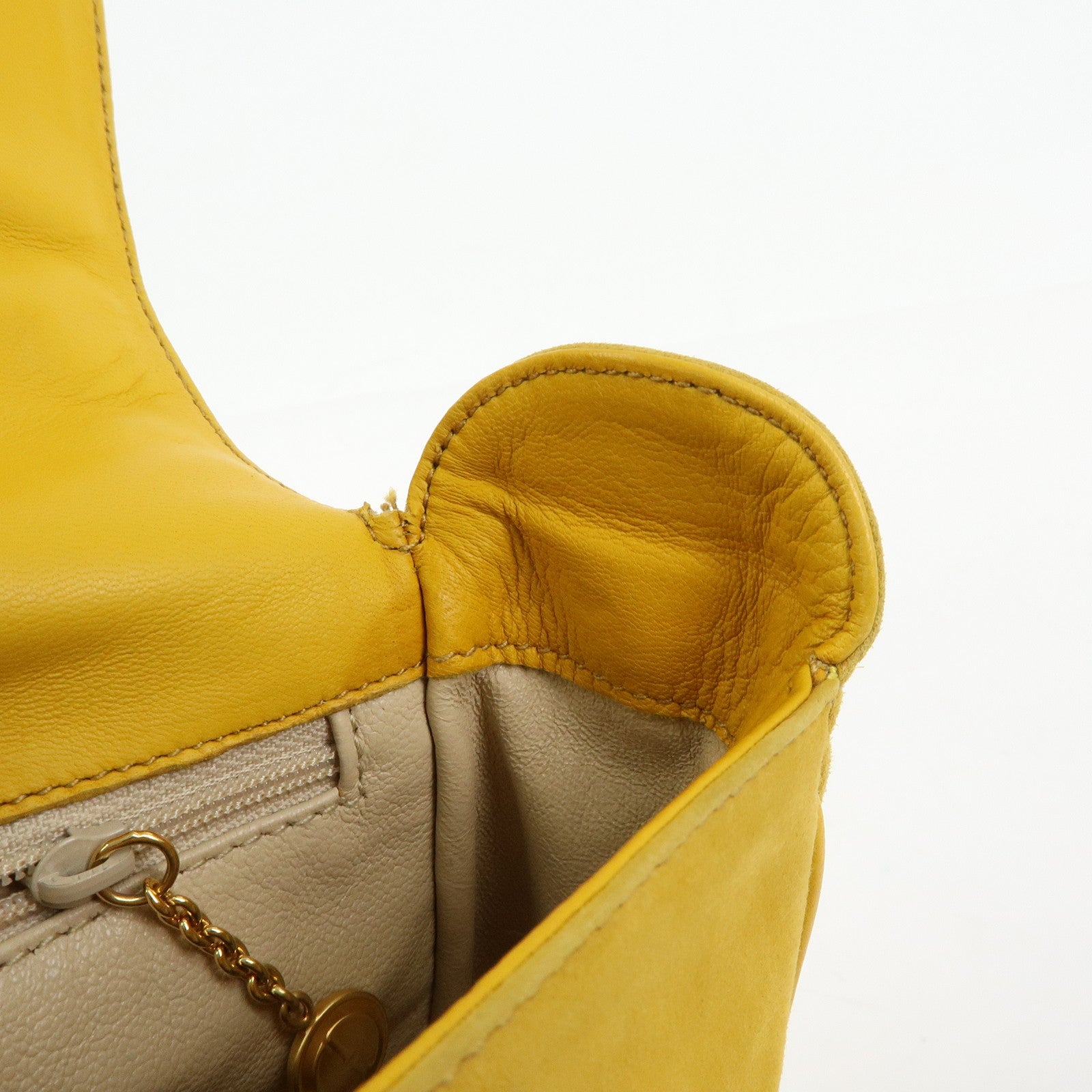 GUCCI Horsebit Suede Leather Shoulder Bag Yellow 007.3444