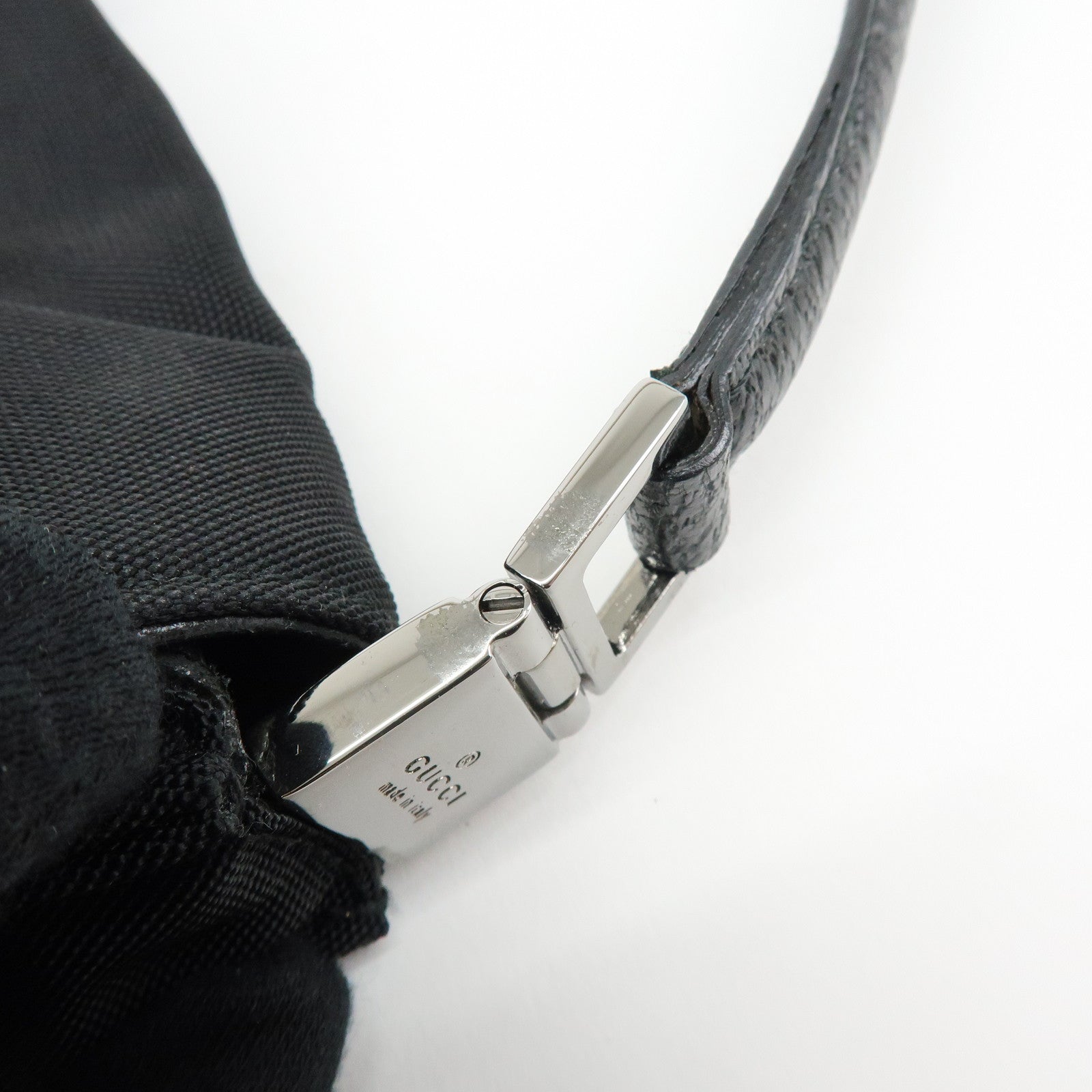 GUCCI Jackie Canvas Leather Shoulder Bag Hand Bag Black 001・3734