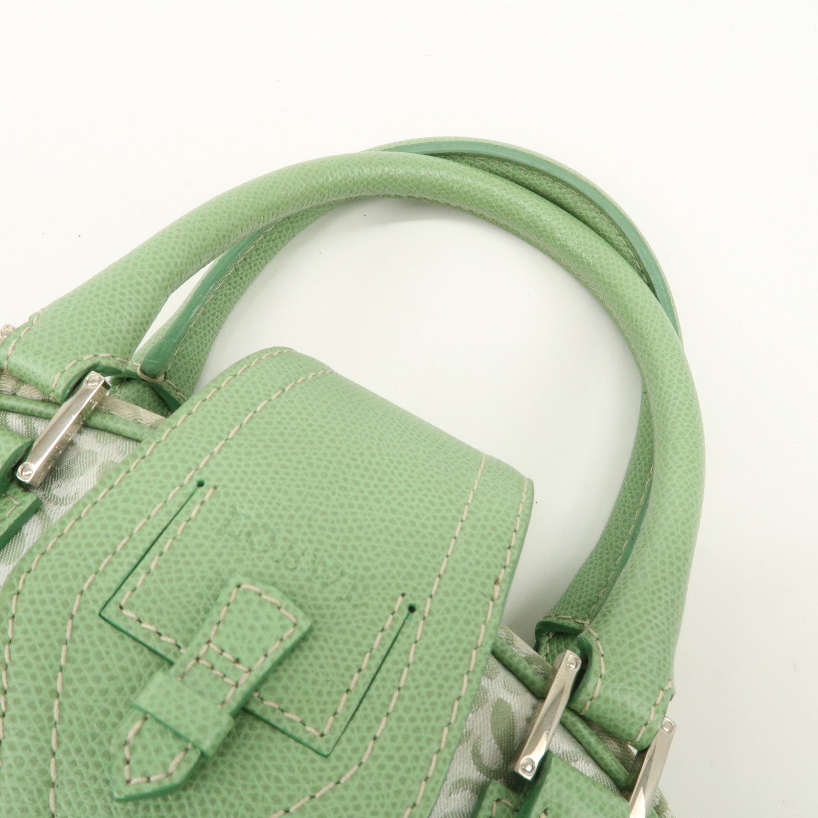 LOEWE Anagram Canvas Leather Hand Bag Light Green