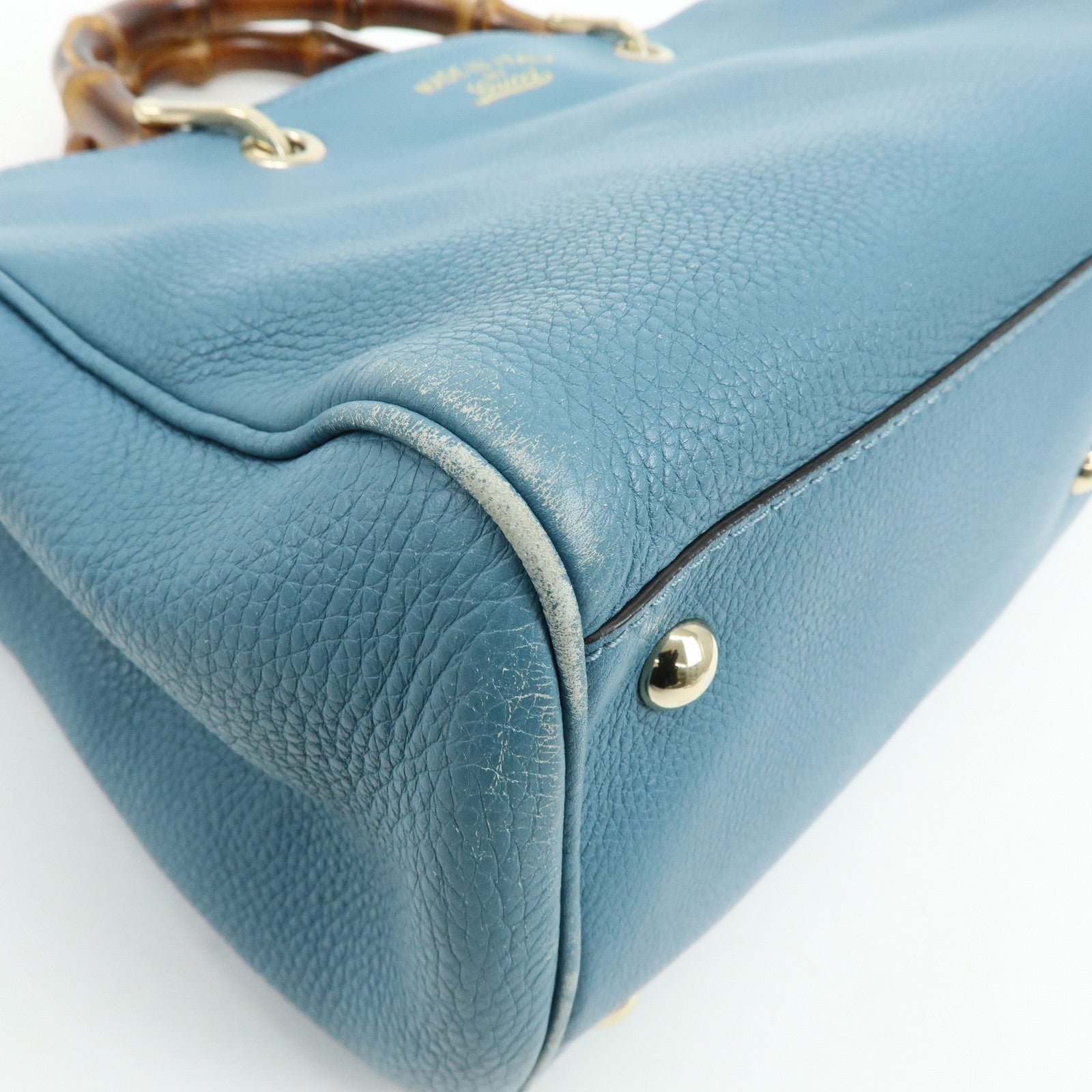 GUCCI Bamboo Leather Shopper Medium 2Way Bag Shoulder Bag 323660