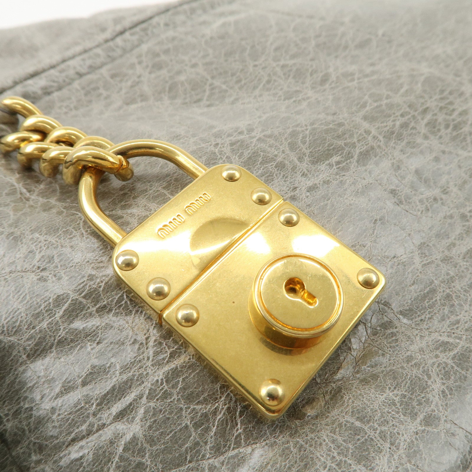 MIU MIU Nappa Leather Hand Bag Emerald Green Used