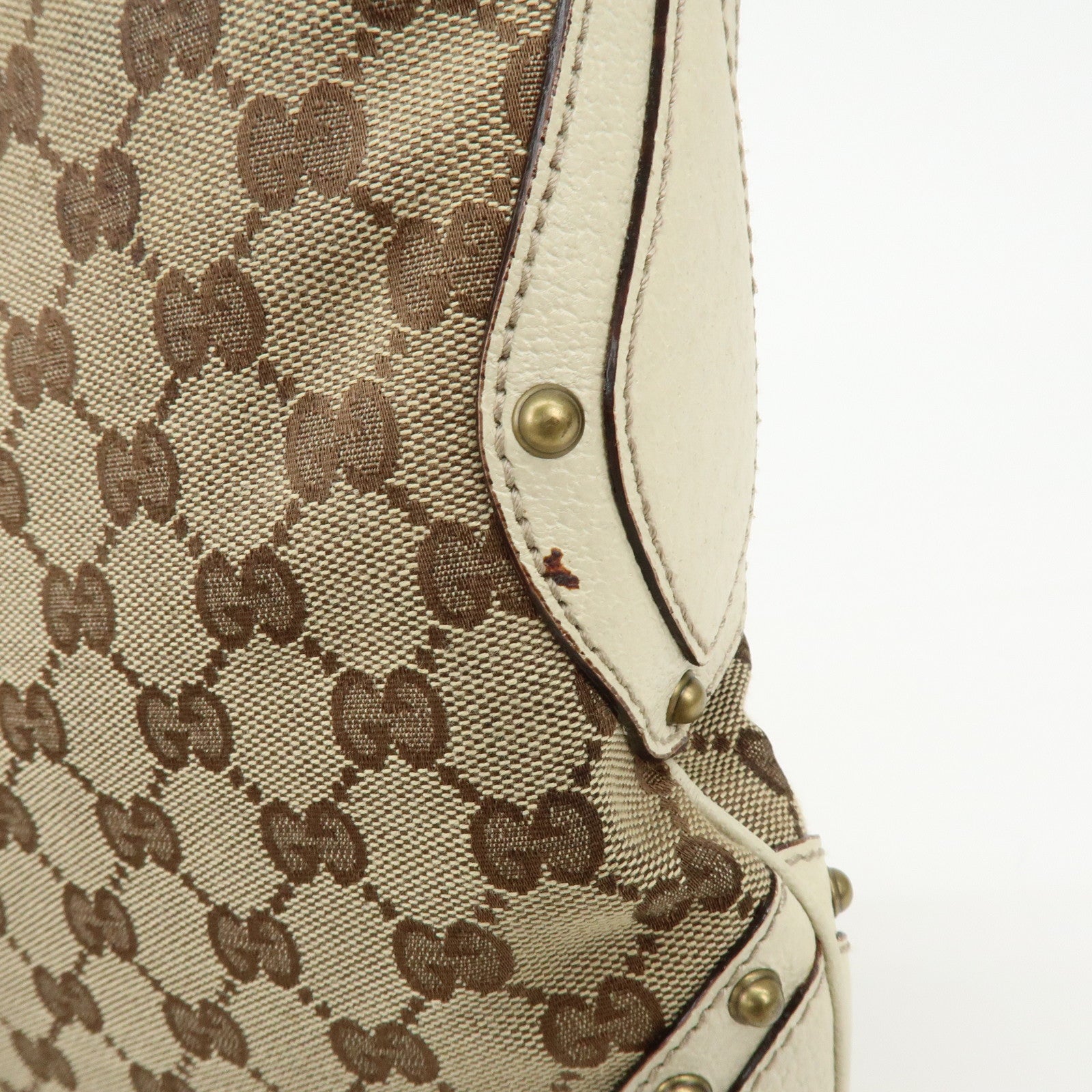 GUCCI Sherry GG Canvas Leather Shoulder Bag Beige Ivory 144011
