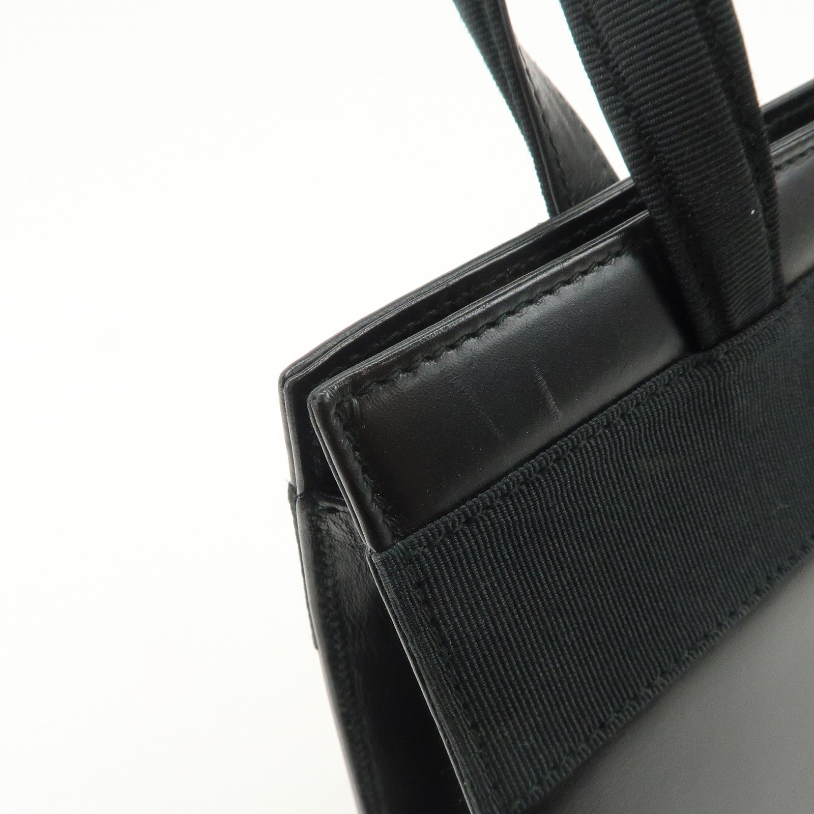 Ferragamo Gancini Leather 2Way Bag Hand Bag Shoulder Bag Black